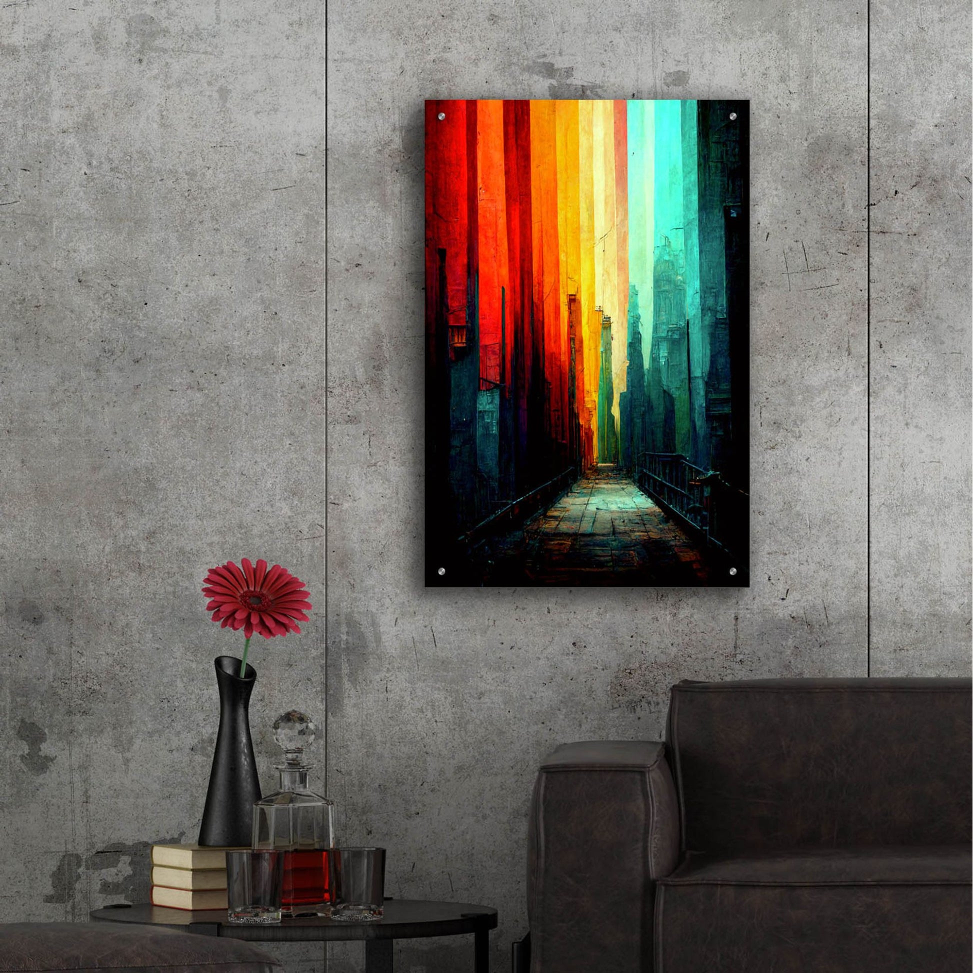 Epic Art 'Abstract City 1' by Romantz Art, Acrylic Glass Wall Art,24x36