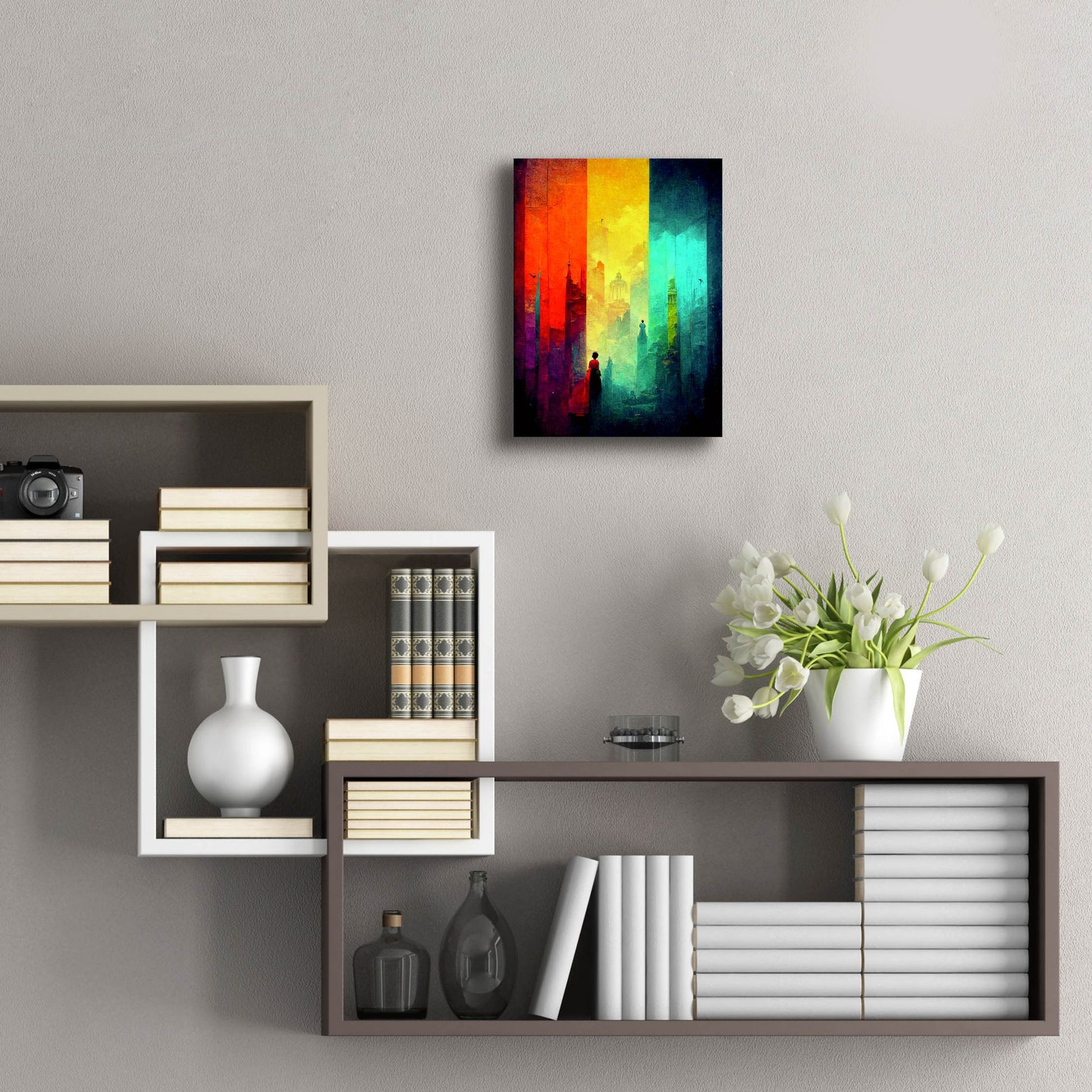 Epic Art 'Abstract City 2' by Romantz Art, Acrylic Glass Wall Art,12x16