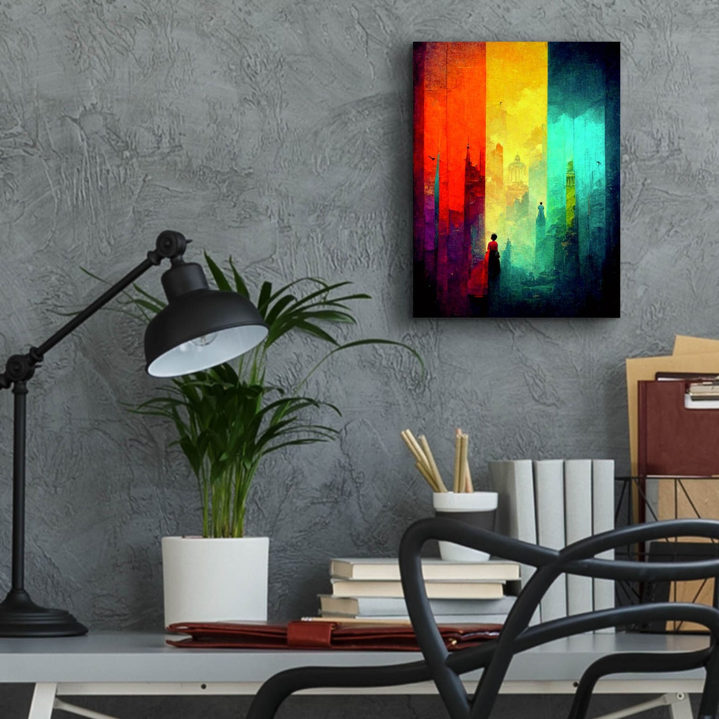 Epic Art 'Abstract City 2' by Romantz Art, Acrylic Glass Wall Art,12x16