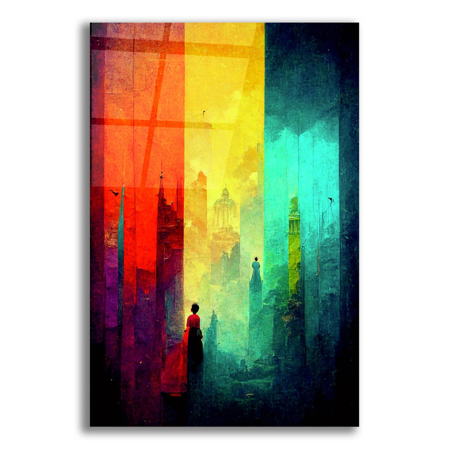 Epic Art 'Abstract City 2' by Romantz Art, Acrylic Glass Wall Art,12x16