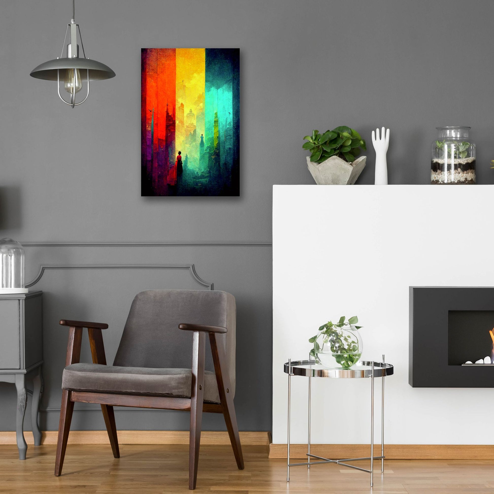 Epic Art 'Abstract City 2' by Romantz Art, Acrylic Glass Wall Art,16x24