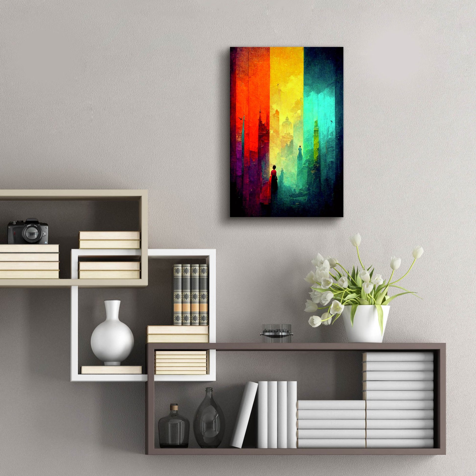 Epic Art 'Abstract City 2' by Romantz Art, Acrylic Glass Wall Art,16x24