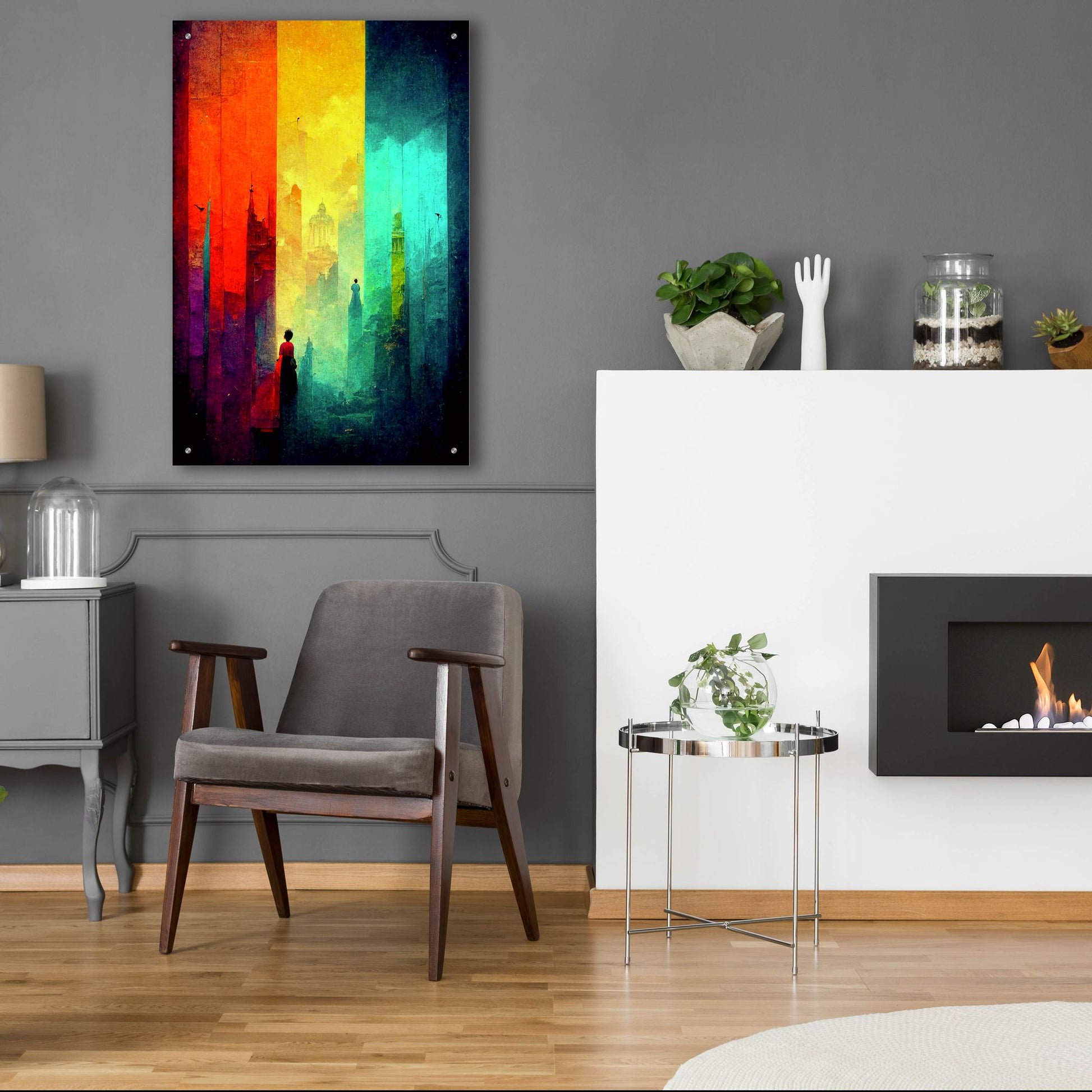Epic Art 'Abstract City 2' by Romantz Art, Acrylic Glass Wall Art,24x36