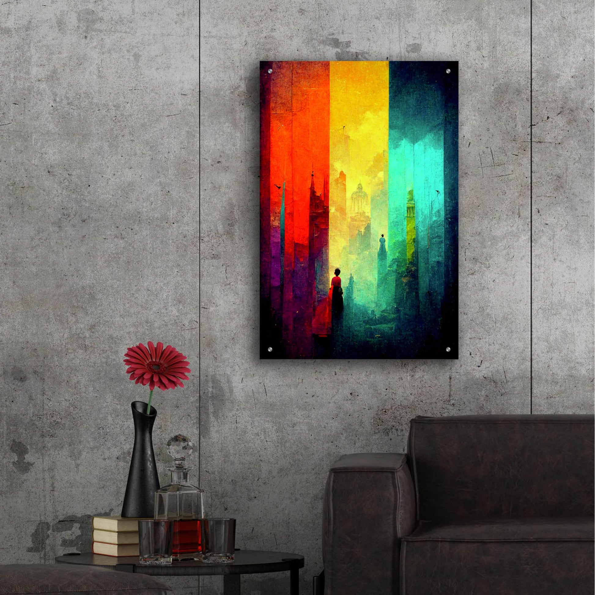 Epic Art 'Abstract City 2' by Romantz Art, Acrylic Glass Wall Art,24x36