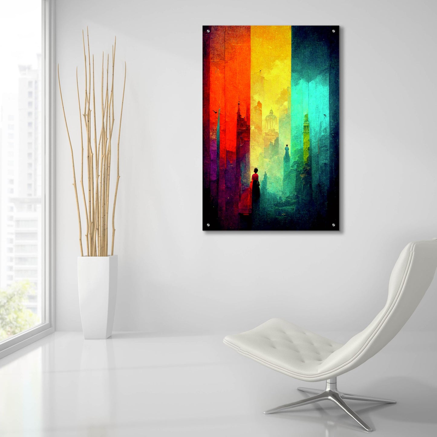 Epic Art 'Abstract City 2' by Romantz Art, Acrylic Glass Wall Art,24x36