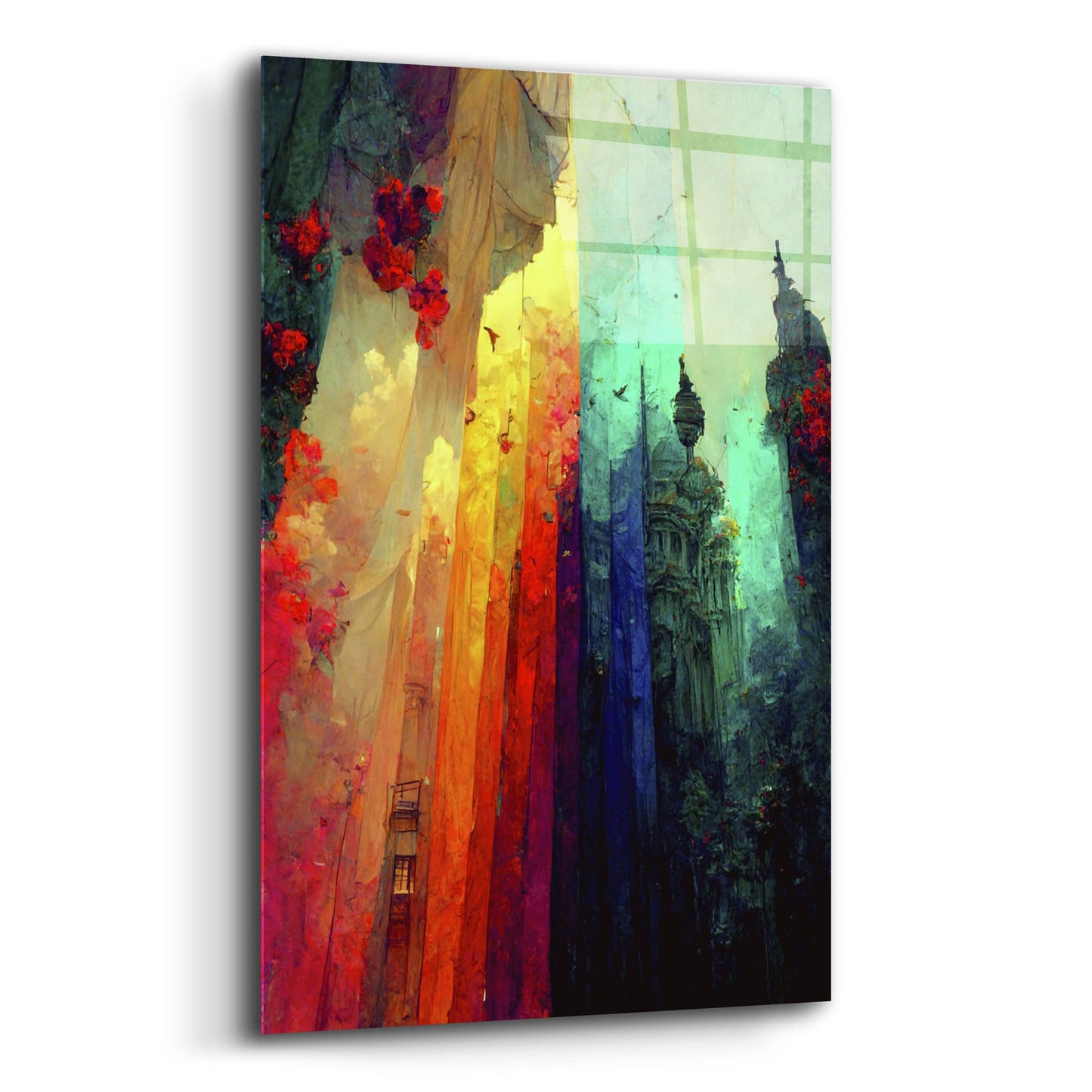Epic Art 'Fantasy Draped City' by Romantz Art, Acrylic Glass Wall Art,12x16