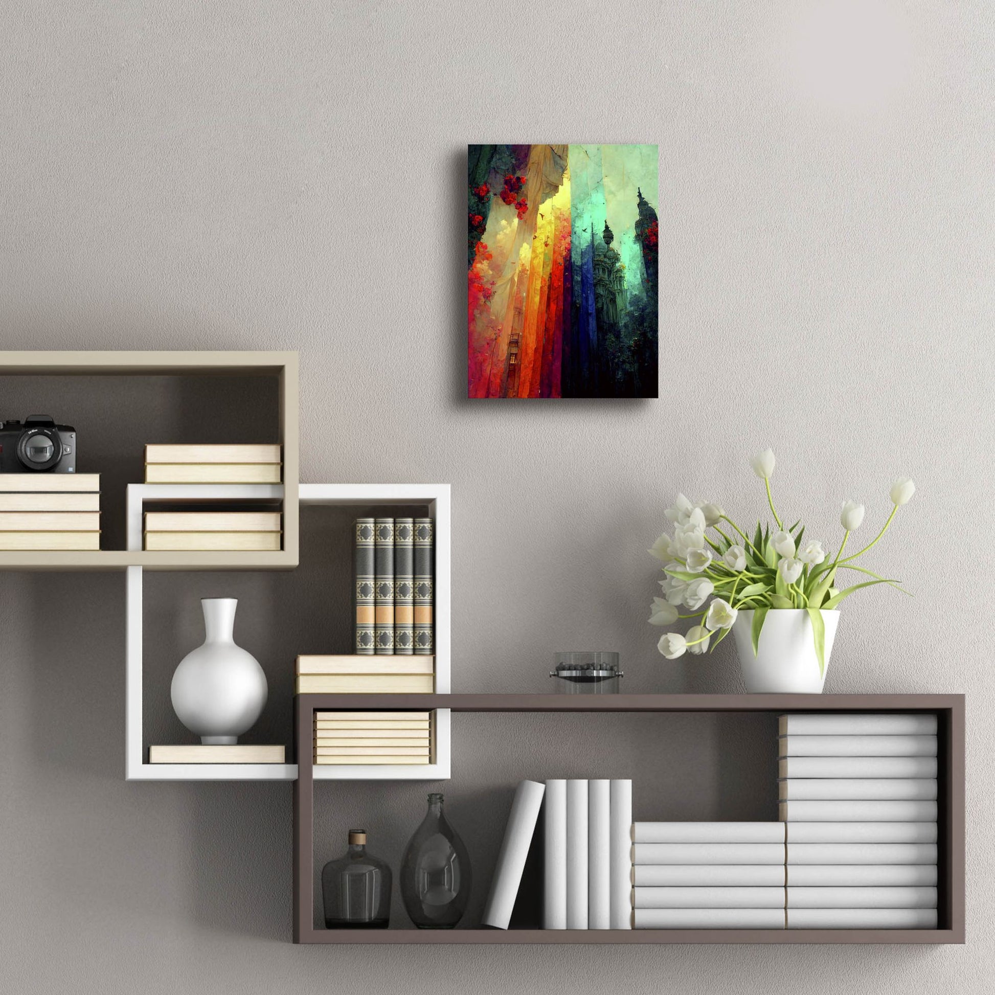 Epic Art 'Fantasy Draped City' by Romantz Art, Acrylic Glass Wall Art,12x16