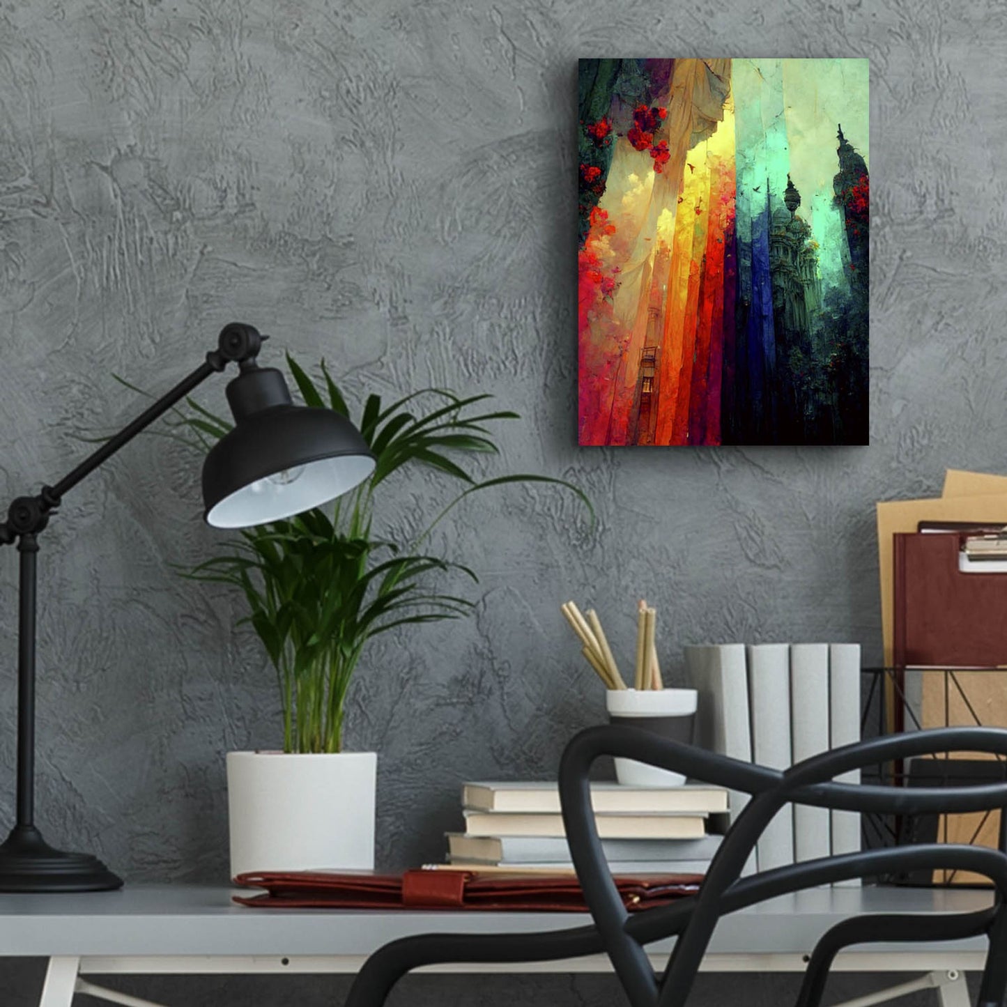 Epic Art 'Fantasy Draped City' by Romantz Art, Acrylic Glass Wall Art,12x16