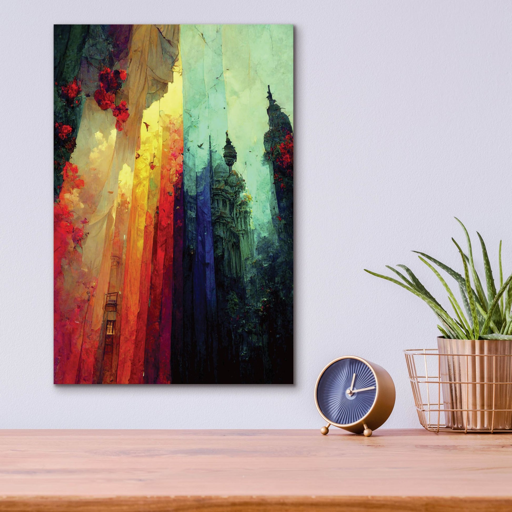 Epic Art 'Fantasy Draped City' by Romantz Art, Acrylic Glass Wall Art,12x16
