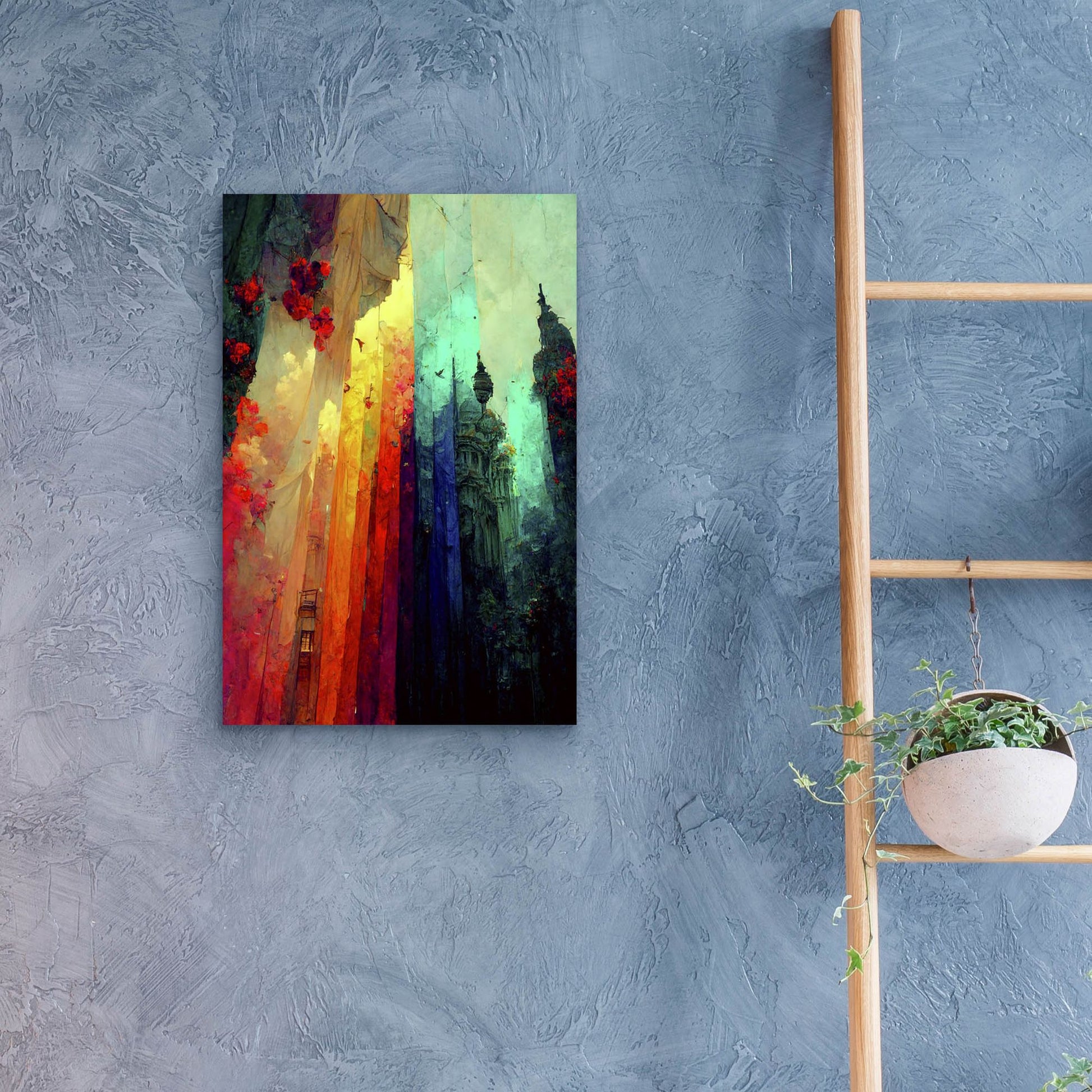 Epic Art 'Fantasy Draped City' by Romantz Art, Acrylic Glass Wall Art,16x24
