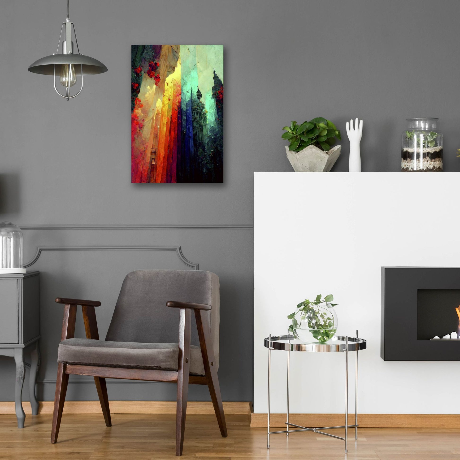 Epic Art 'Fantasy Draped City' by Romantz Art, Acrylic Glass Wall Art,16x24
