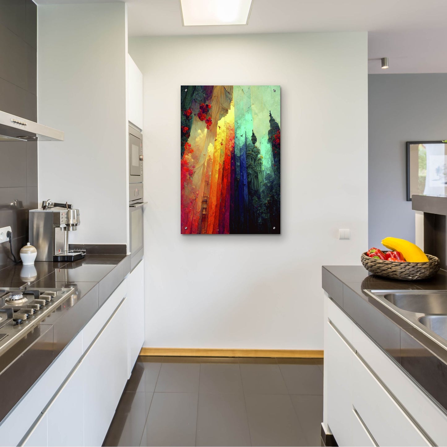 Epic Art 'Fantasy Draped City' by Romantz Art, Acrylic Glass Wall Art,24x36