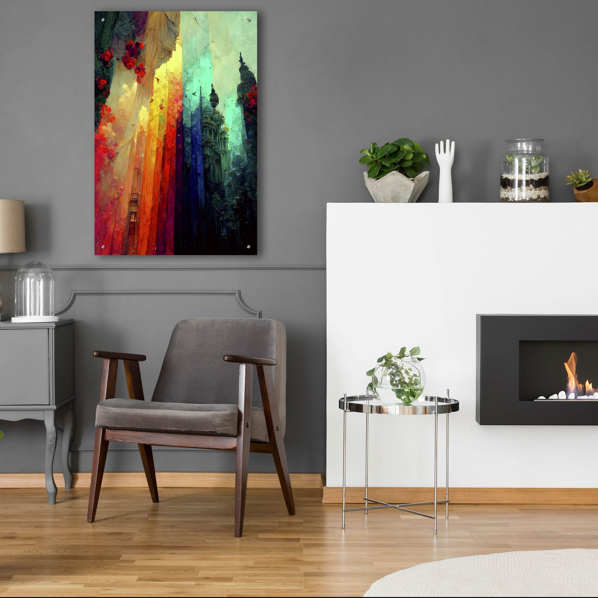 Epic Art 'Fantasy Draped City' by Romantz Art, Acrylic Glass Wall Art,24x36