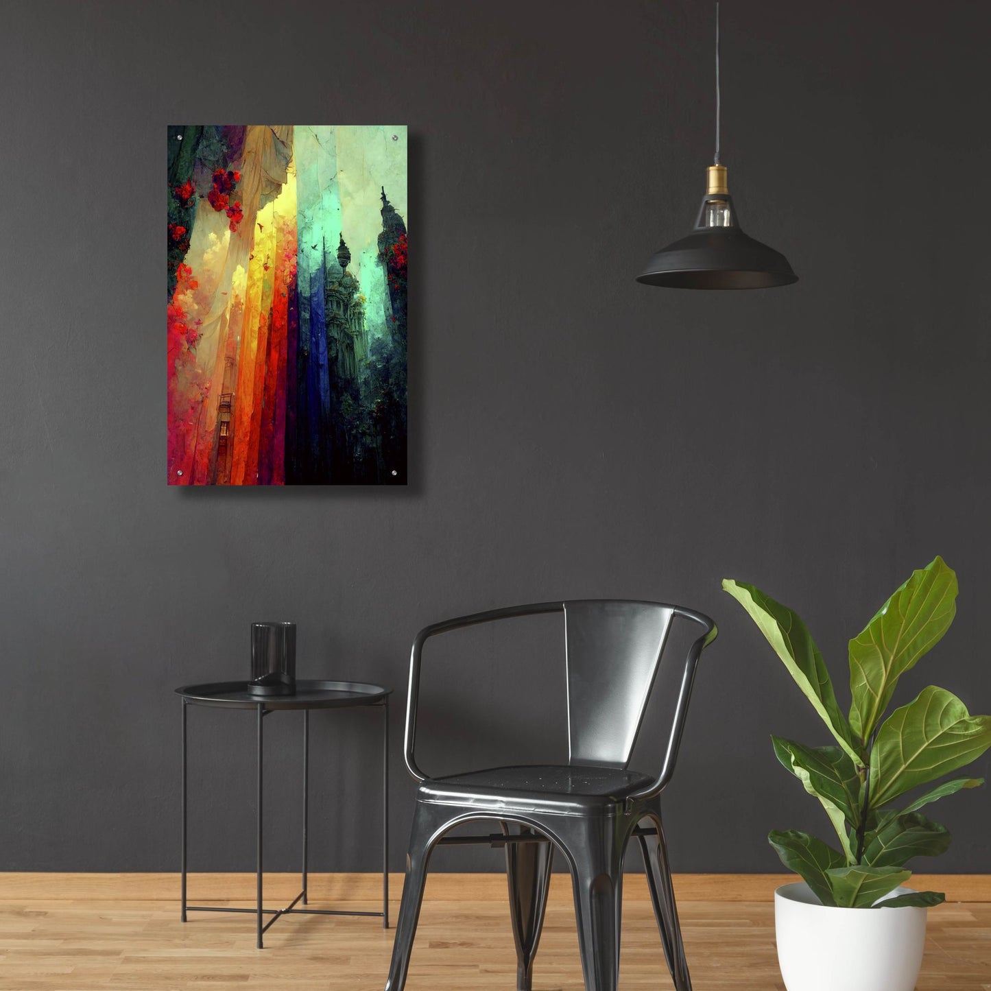 Epic Art 'Fantasy Draped City' by Romantz Art, Acrylic Glass Wall Art,24x36