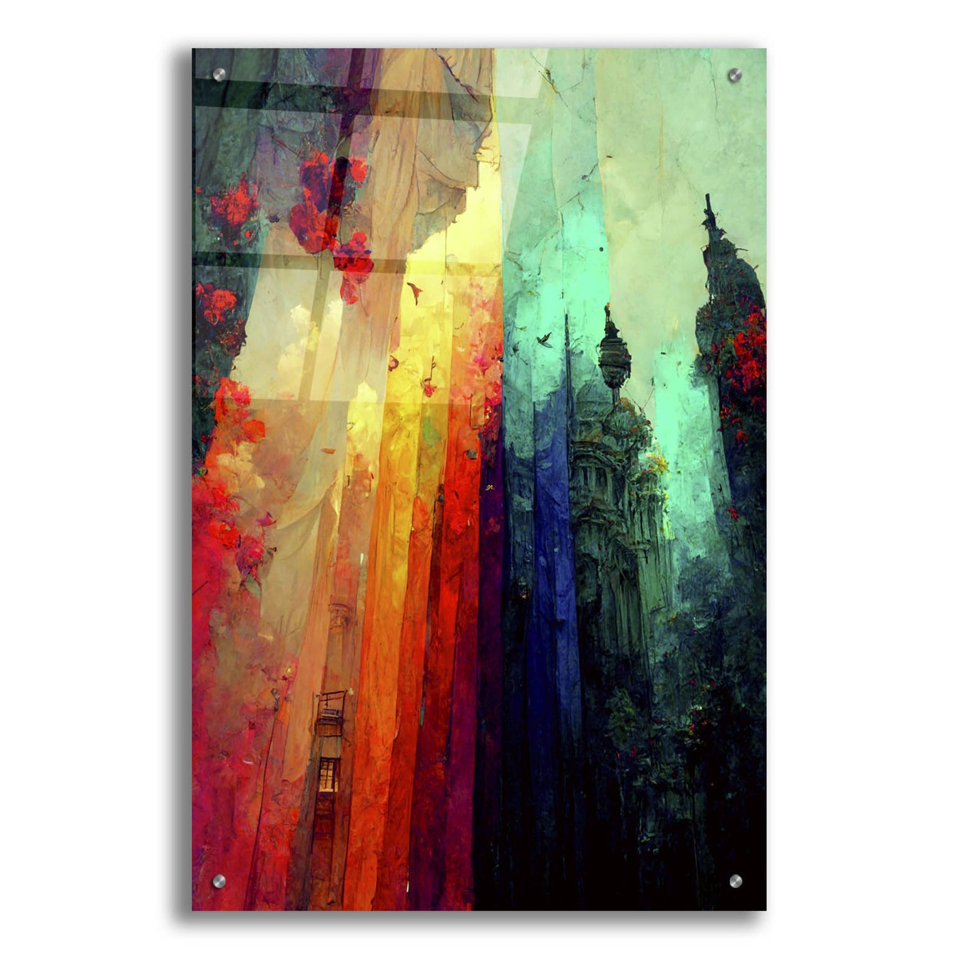 Epic Art 'Fantasy Draped City' by Romantz Art, Acrylic Glass Wall Art,24x36