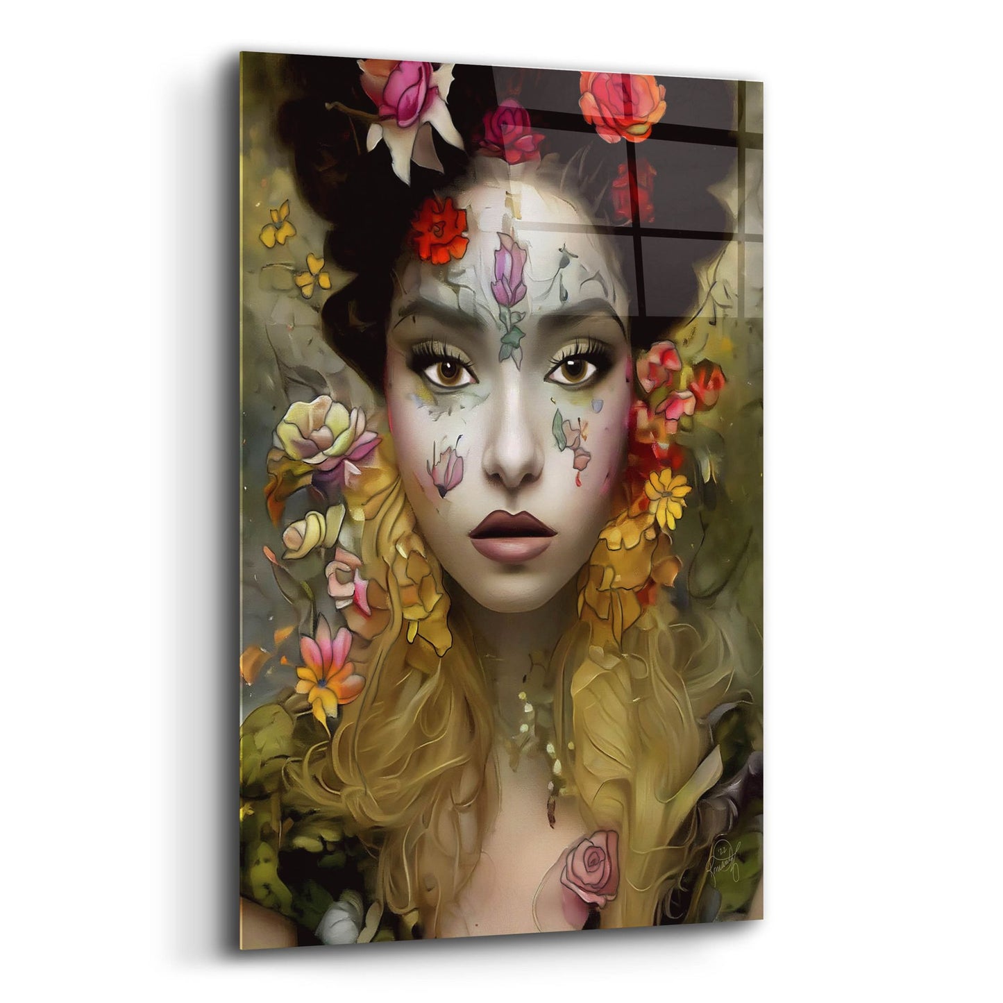 Epic Art 'Floral la Femme Portrait 1' by Romantz Art, Acrylic Glass Wall Art,12x16