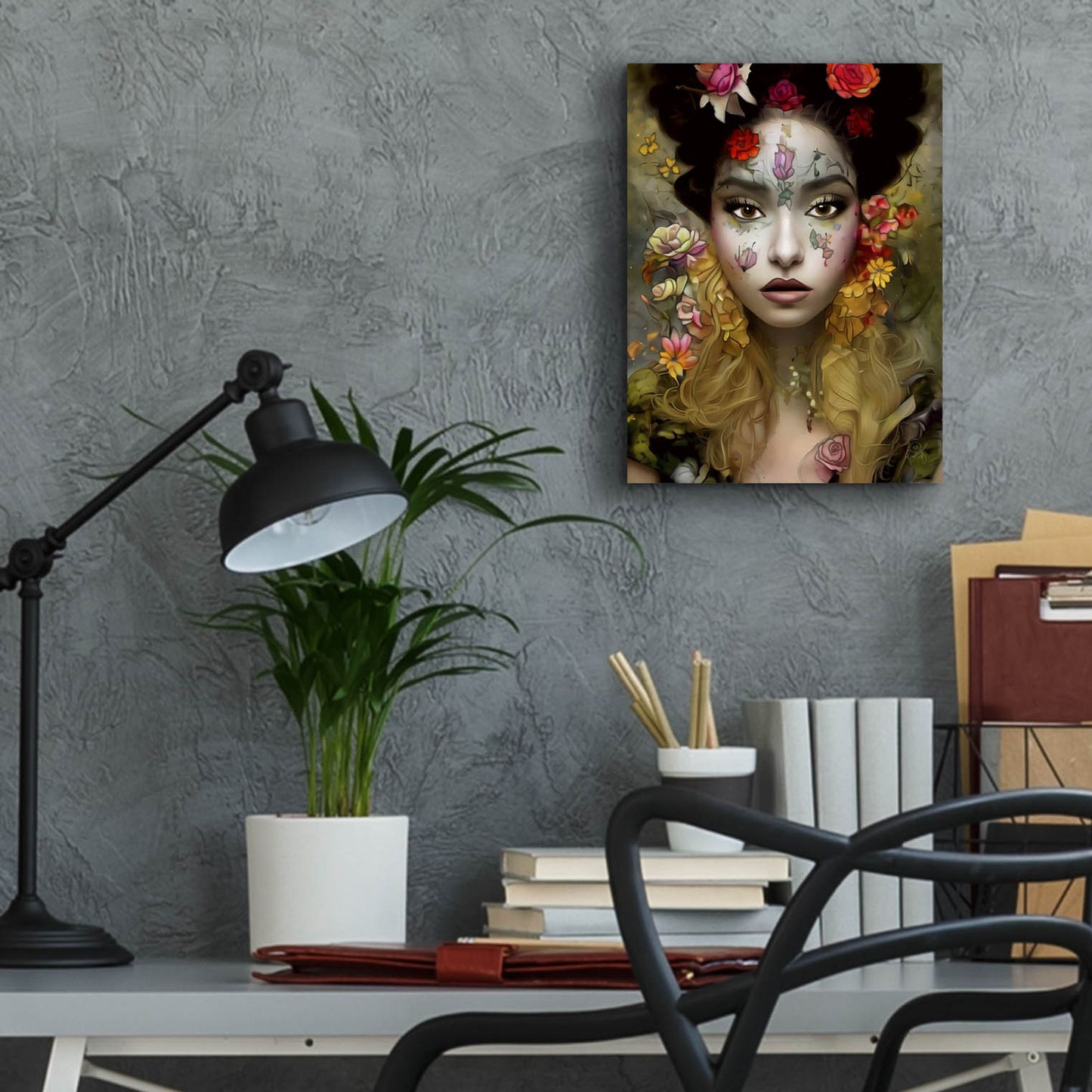 Epic Art 'Floral la Femme Portrait 1' by Romantz Art, Acrylic Glass Wall Art,12x16