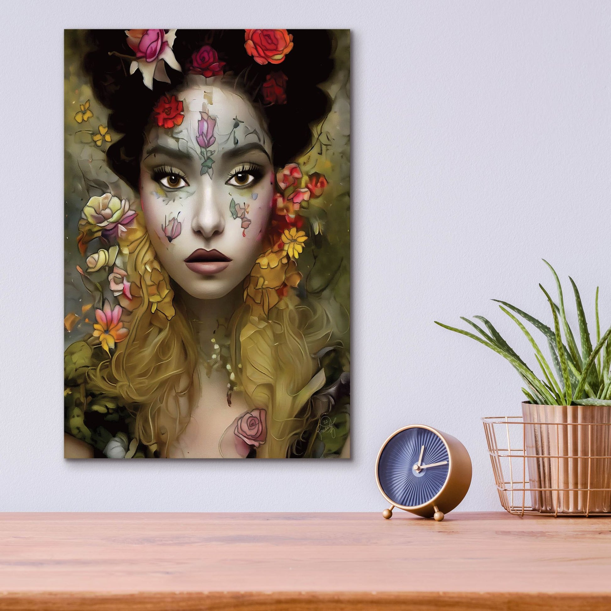 Epic Art 'Floral la Femme Portrait 1' by Romantz Art, Acrylic Glass Wall Art,12x16