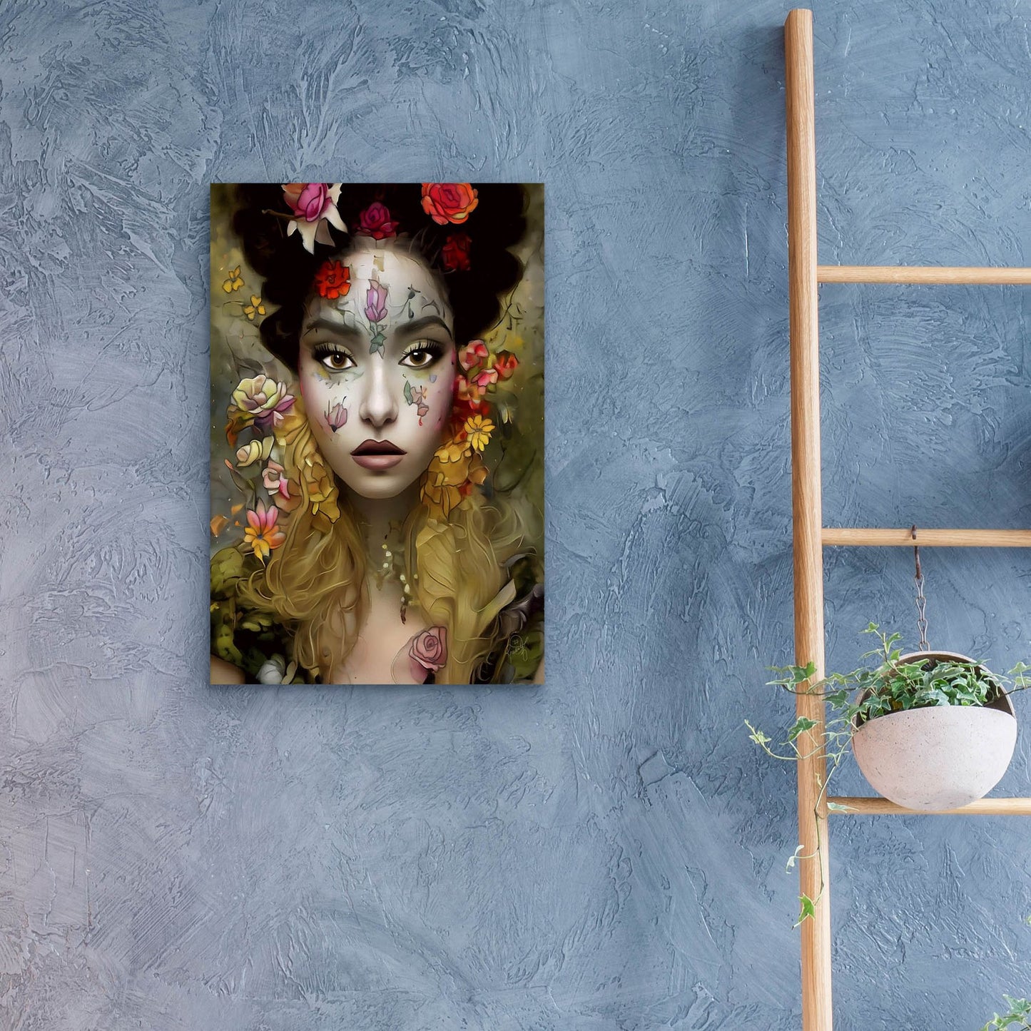 Epic Art 'Floral la Femme Portrait 1' by Romantz Art, Acrylic Glass Wall Art,16x24