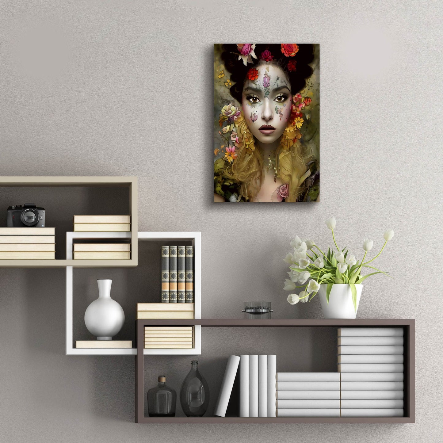 Epic Art 'Floral la Femme Portrait 1' by Romantz Art, Acrylic Glass Wall Art,16x24