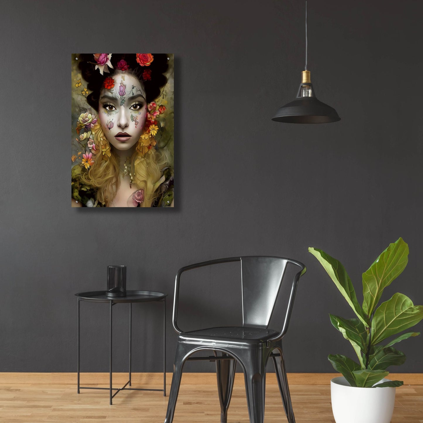 Epic Art 'Floral la Femme Portrait 1' by Romantz Art, Acrylic Glass Wall Art,24x36