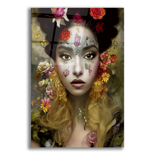 Epic Art 'Floral la Femme Portrait 1' by Romantz Art, Acrylic Glass Wall Art