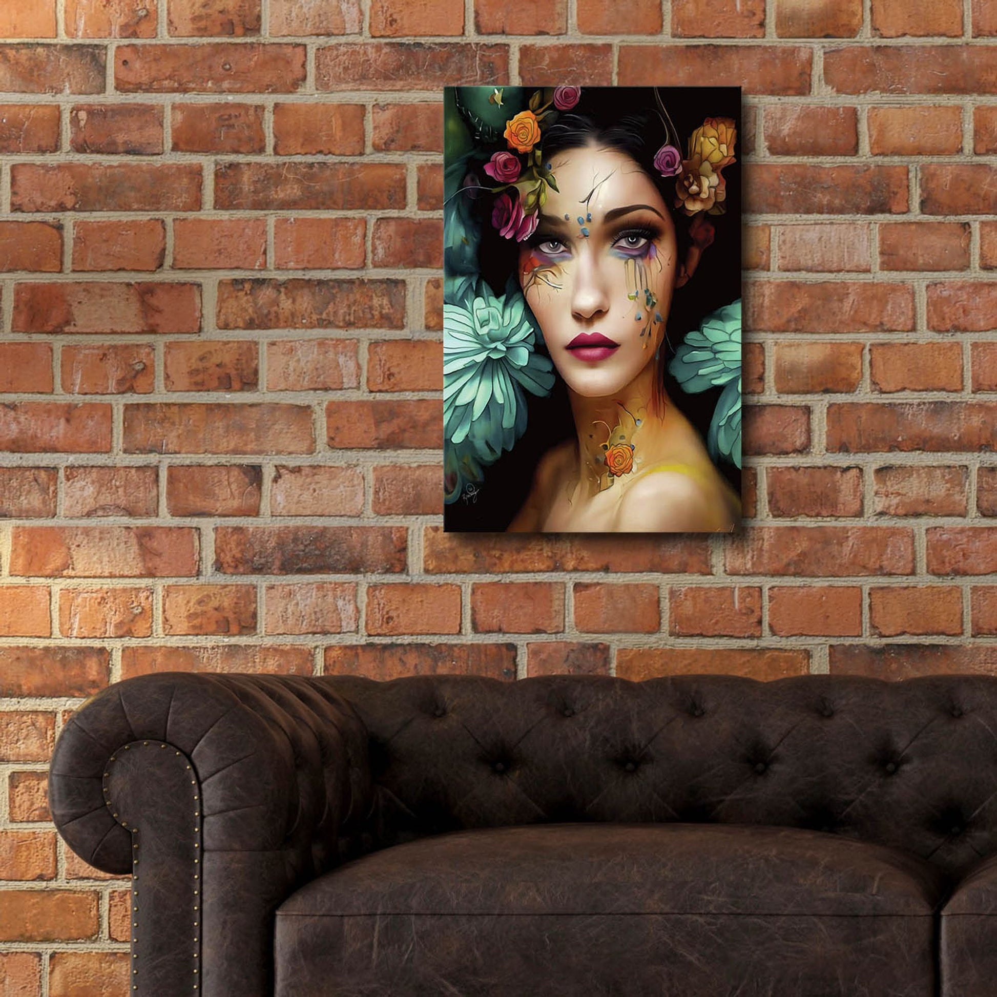 Epic Art 'Floral la Femme Portrait 2' by Romantz Art, Acrylic Glass Wall Art,16x24