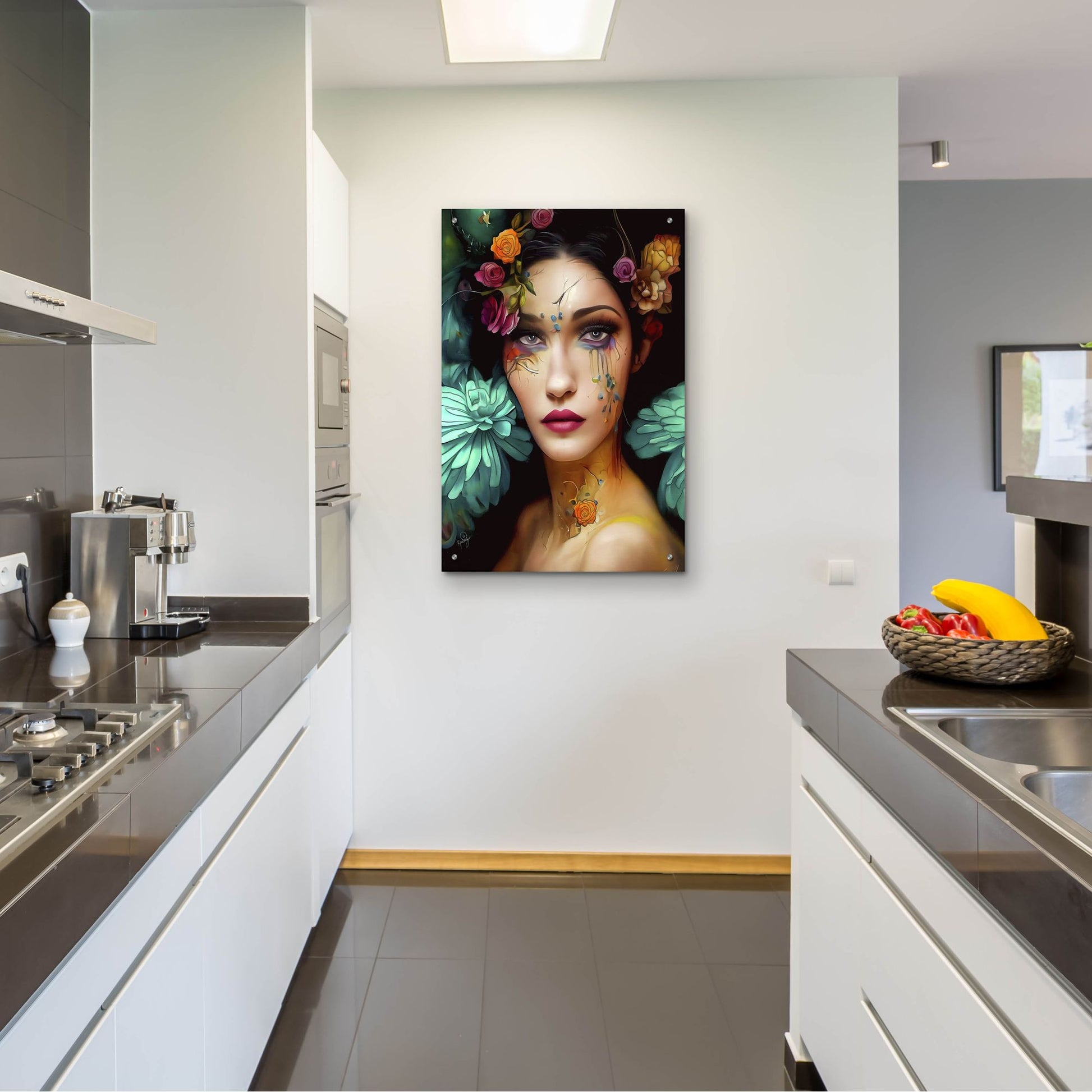 Epic Art 'Floral la Femme Portrait 2' by Romantz Art, Acrylic Glass Wall Art,24x36