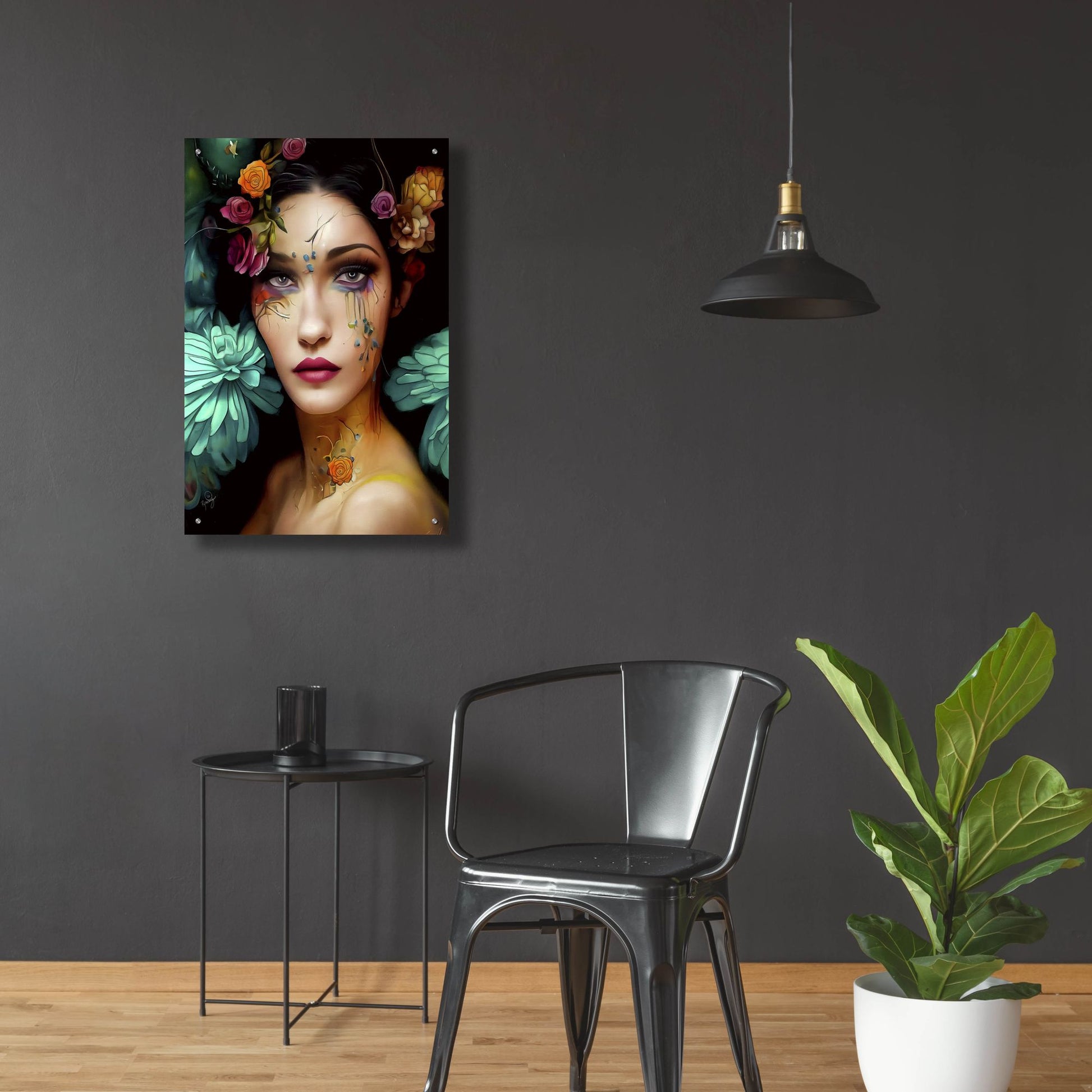 Epic Art 'Floral la Femme Portrait 2' by Romantz Art, Acrylic Glass Wall Art,24x36