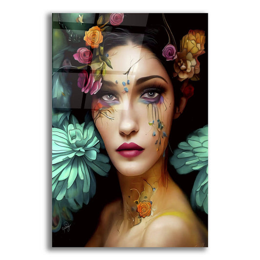 Epic Art 'Floral la Femme Portrait 2' by Romantz Art, Acrylic Glass Wall Art