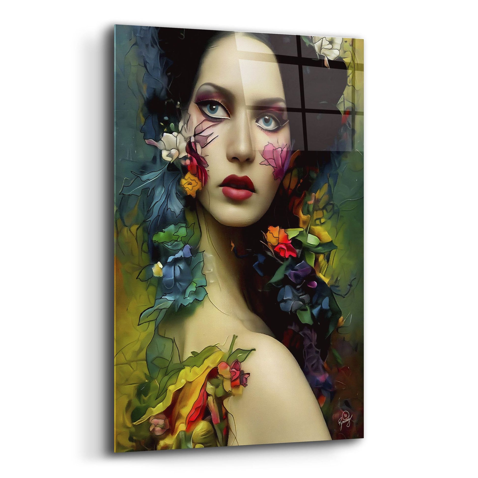 Epic Art 'Floral la Femme Portrait 3' by Romantz Art, Acrylic Glass Wall Art,12x16