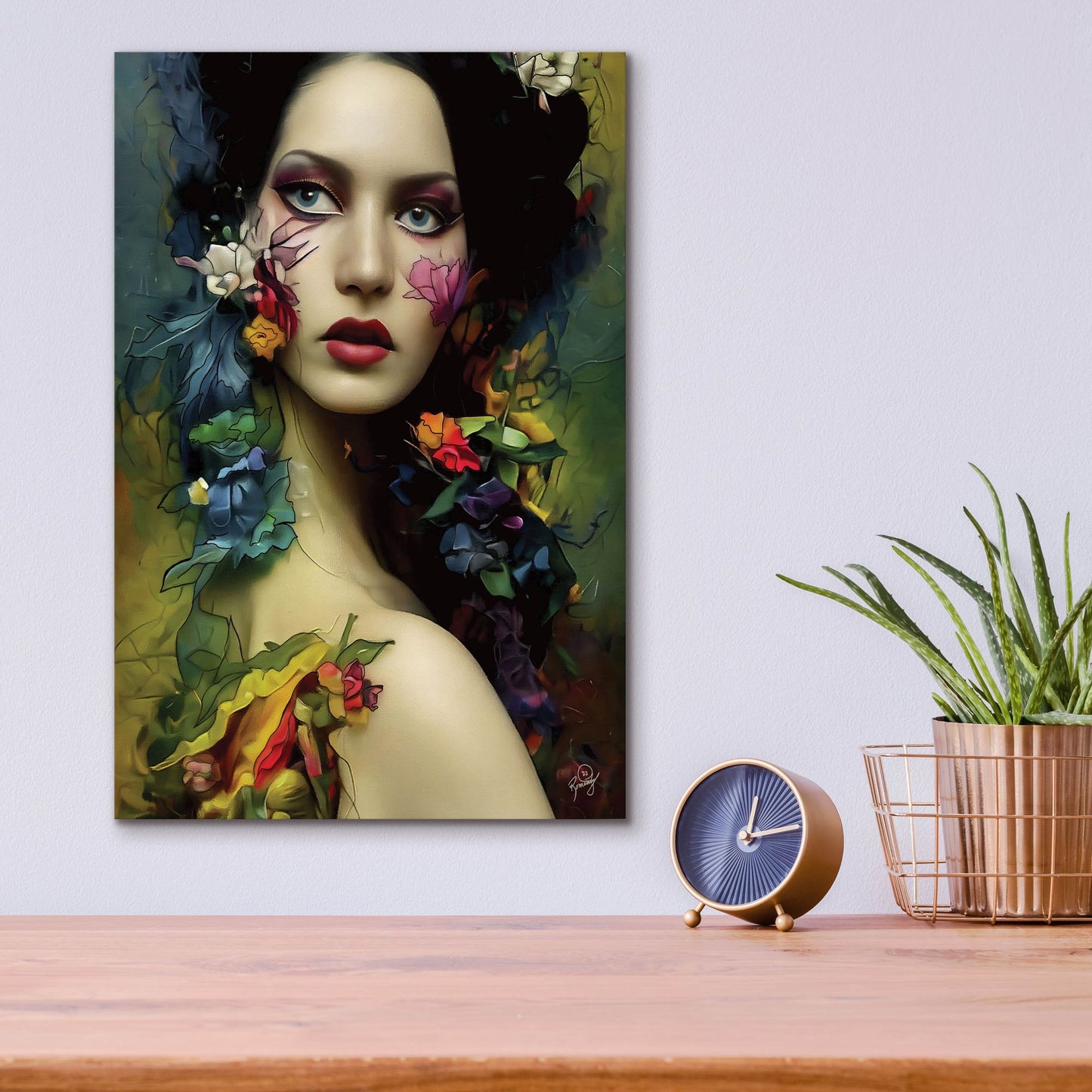 Epic Art 'Floral la Femme Portrait 3' by Romantz Art, Acrylic Glass Wall Art,12x16