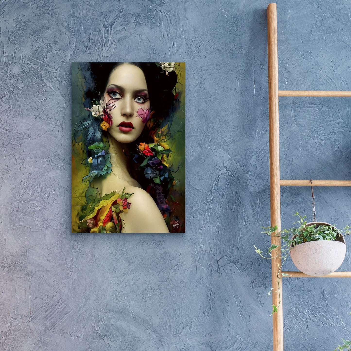 Epic Art 'Floral la Femme Portrait 3' by Romantz Art, Acrylic Glass Wall Art,16x24