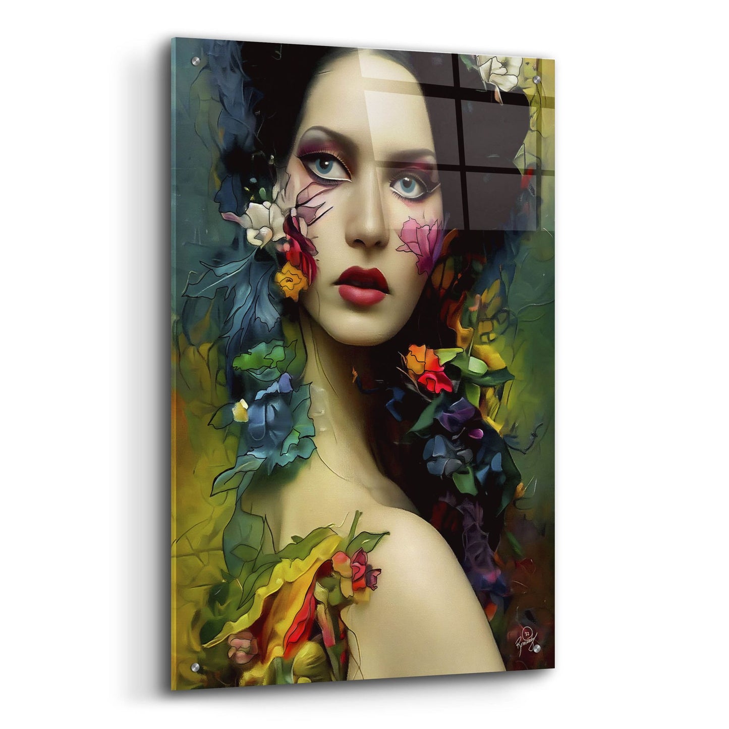 Epic Art 'Floral la Femme Portrait 3' by Romantz Art, Acrylic Glass Wall Art,24x36