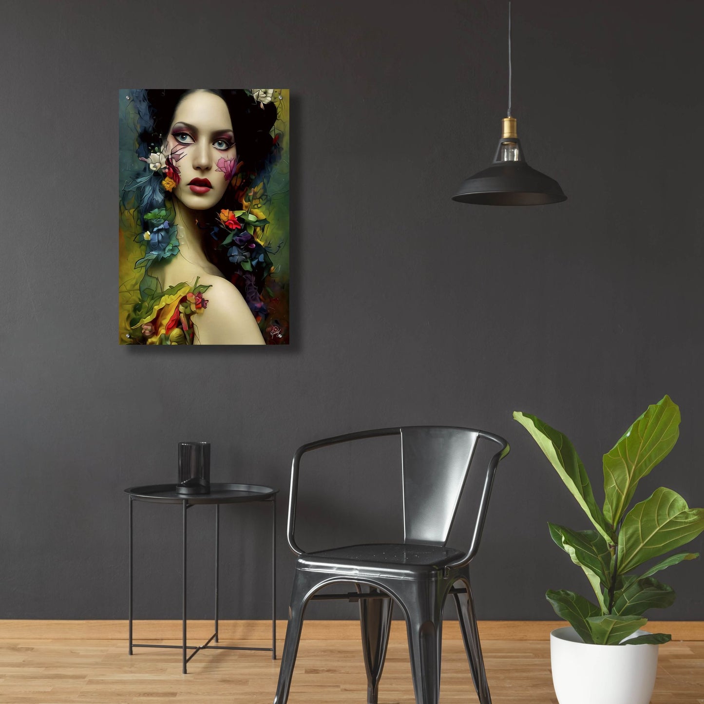 Epic Art 'Floral la Femme Portrait 3' by Romantz Art, Acrylic Glass Wall Art,24x36