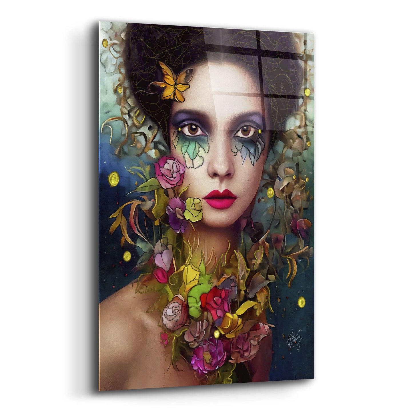 Epic Art 'Floral la Femme Portrait 4' by Romantz Art, Acrylic Glass Wall Art,12x16