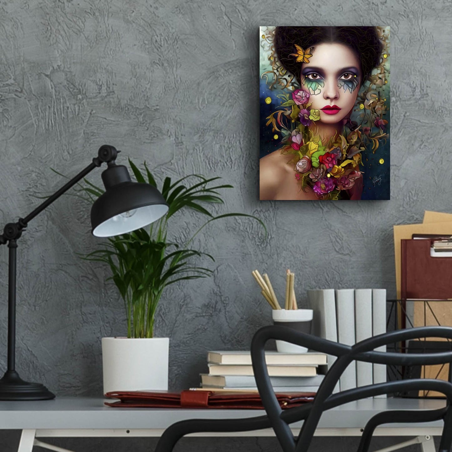 Epic Art 'Floral la Femme Portrait 4' by Romantz Art, Acrylic Glass Wall Art,12x16