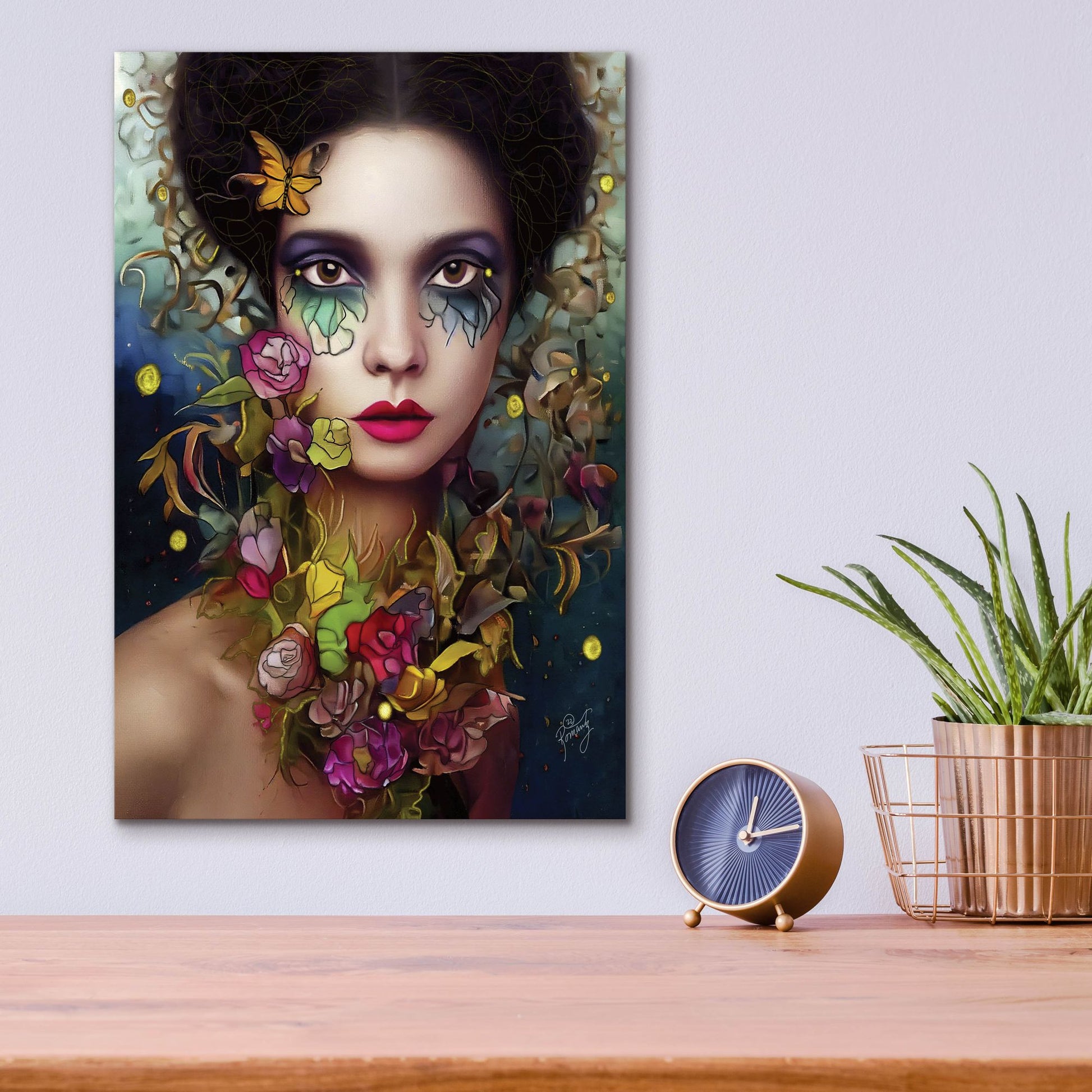 Epic Art 'Floral la Femme Portrait 4' by Romantz Art, Acrylic Glass Wall Art,12x16