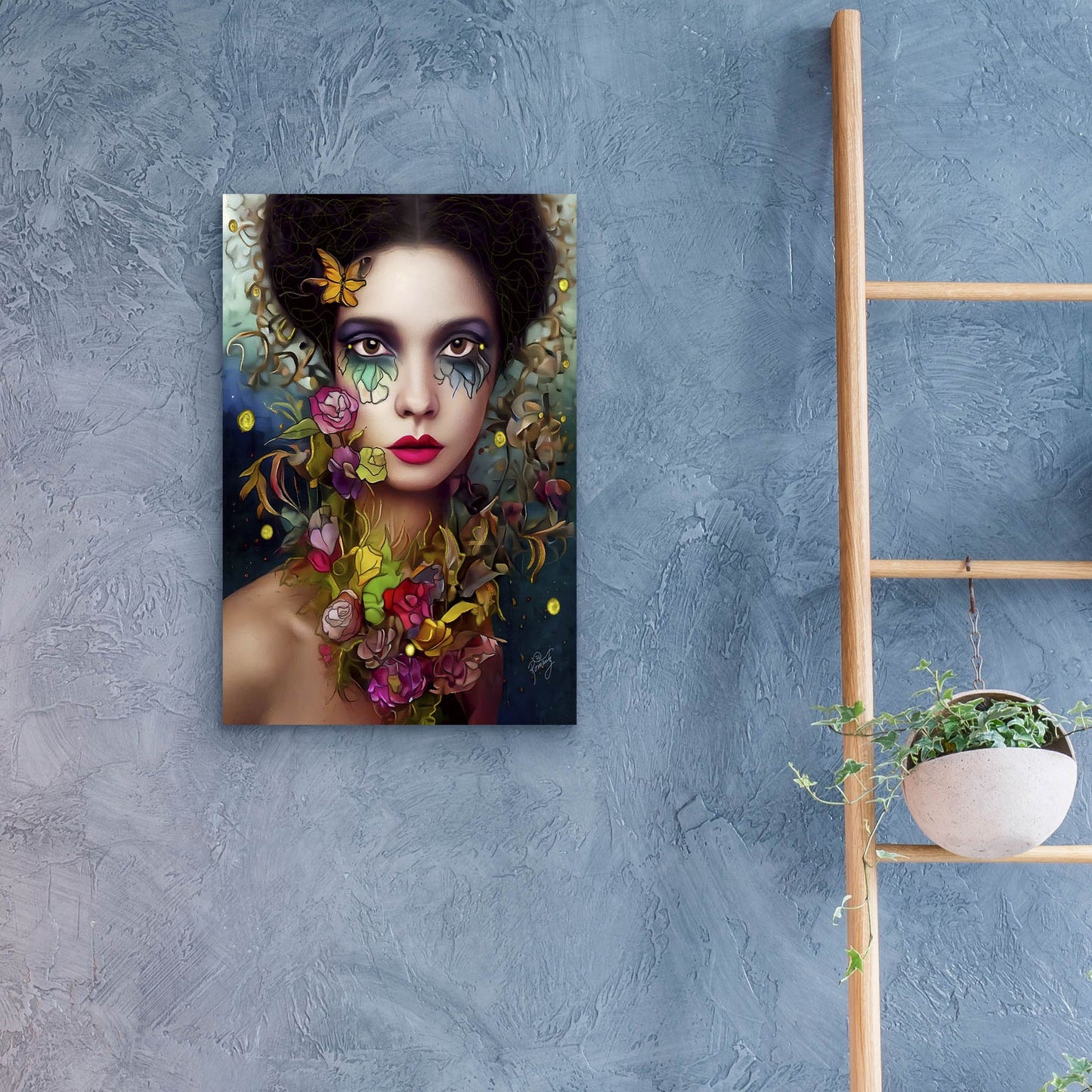 Epic Art 'Floral la Femme Portrait 4' by Romantz Art, Acrylic Glass Wall Art,16x24