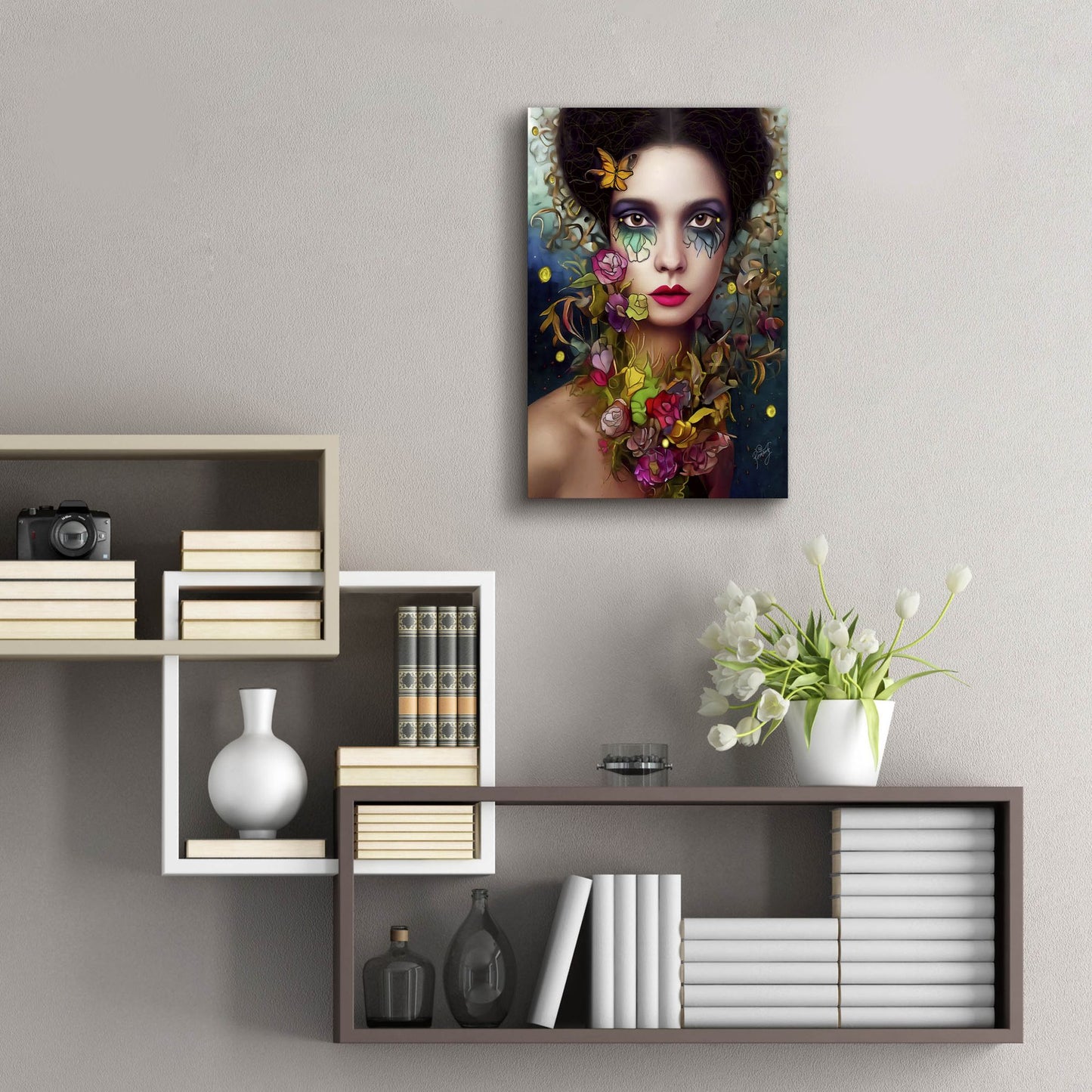 Epic Art 'Floral la Femme Portrait 4' by Romantz Art, Acrylic Glass Wall Art,16x24