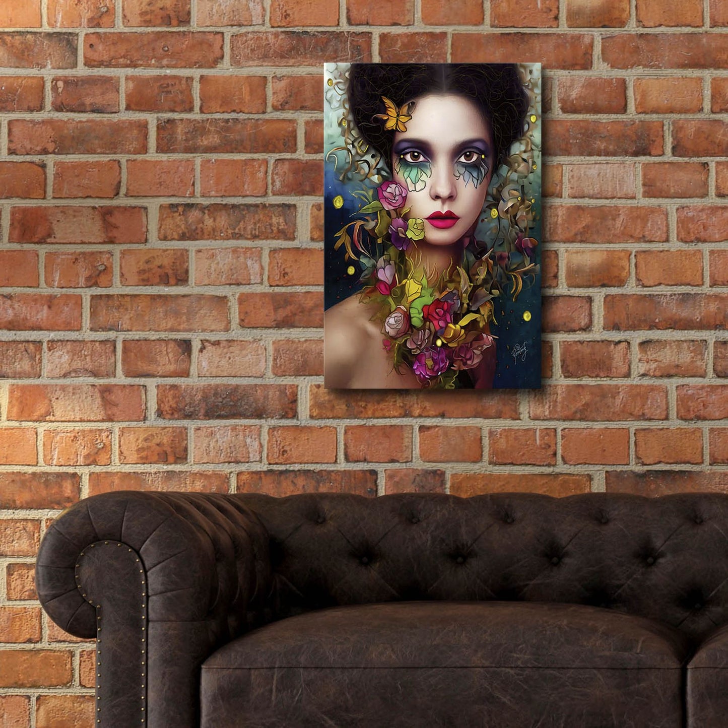 Epic Art 'Floral la Femme Portrait 4' by Romantz Art, Acrylic Glass Wall Art,16x24