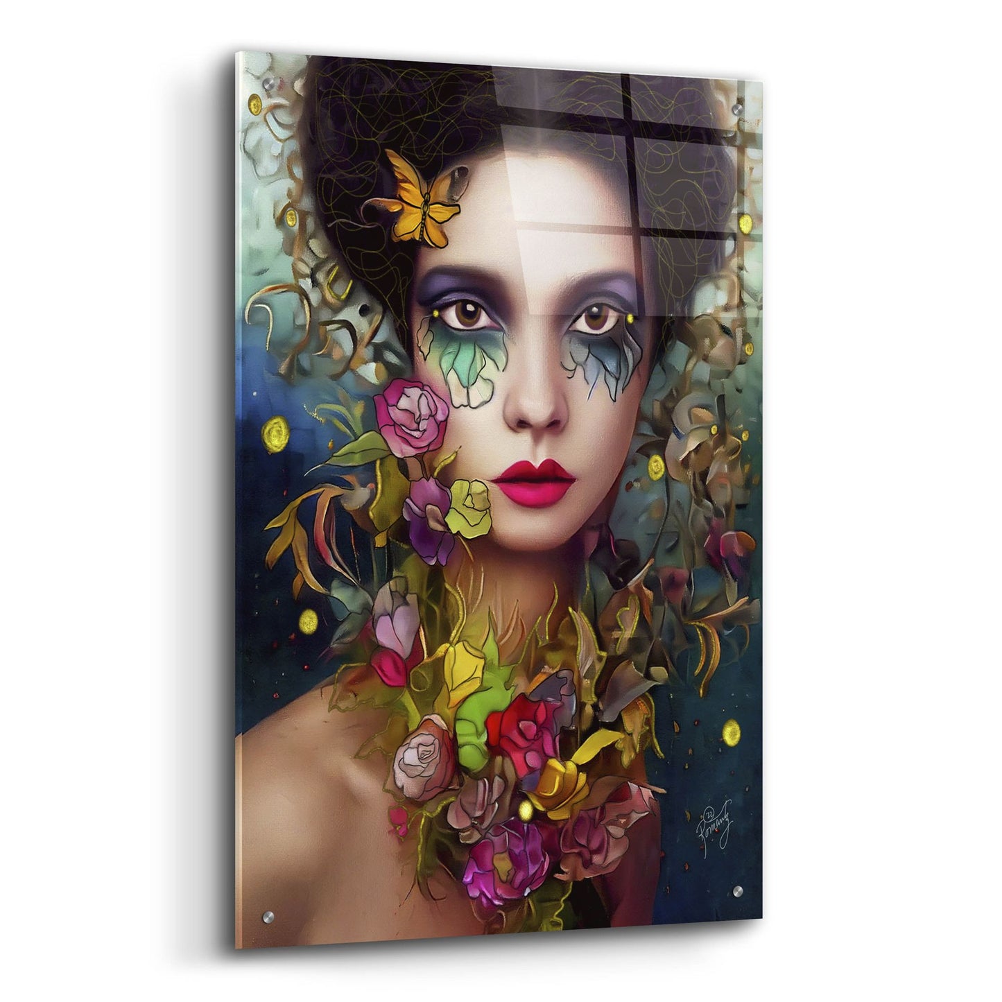 Epic Art 'Floral la Femme Portrait 4' by Romantz Art, Acrylic Glass Wall Art,24x36