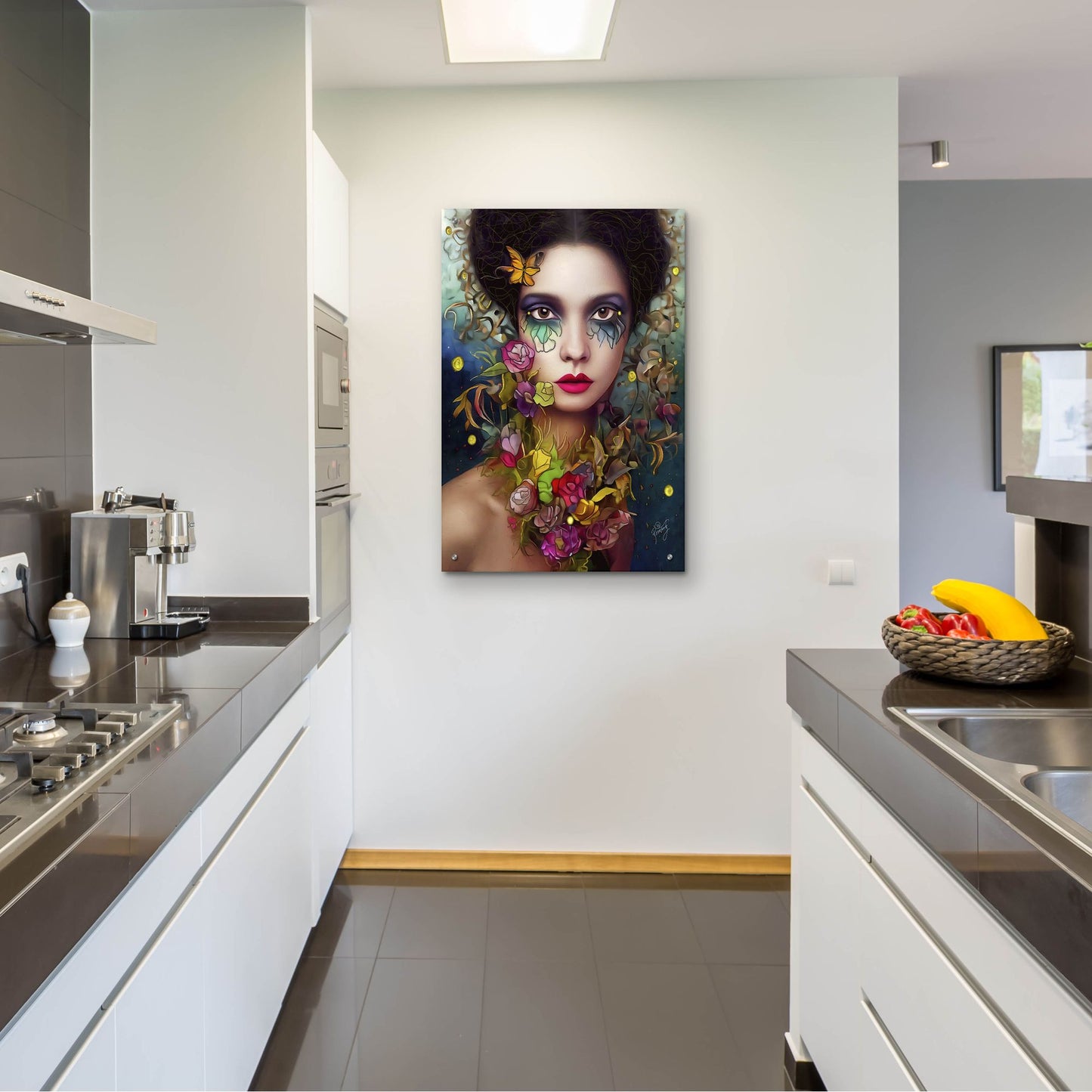 Epic Art 'Floral la Femme Portrait 4' by Romantz Art, Acrylic Glass Wall Art,24x36