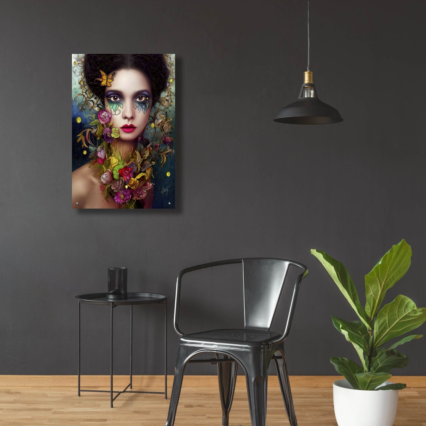 Epic Art 'Floral la Femme Portrait 4' by Romantz Art, Acrylic Glass Wall Art,24x36