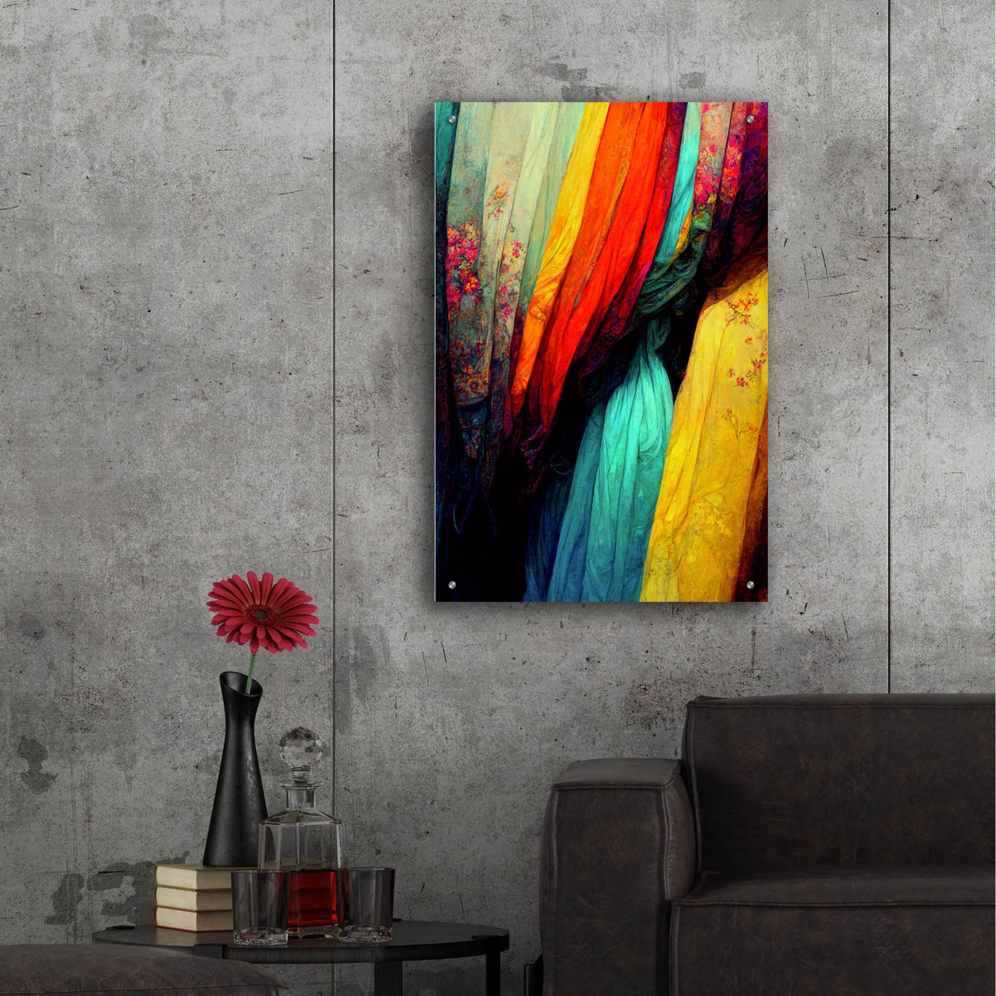 Epic Art 'Silk Drapes' by Romantz Art, Acrylic Glass Wall Art,24x36