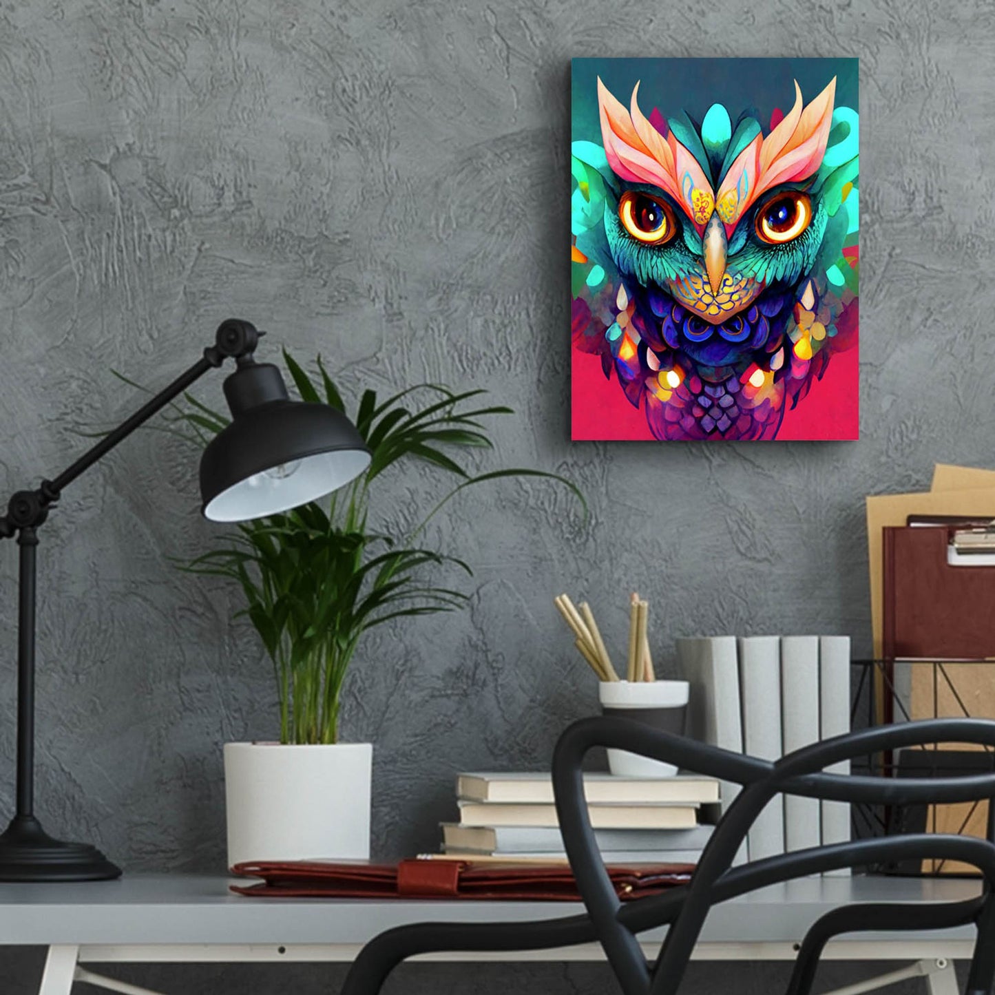 Epic Art 'Fantasy Owls 1' by Romantz Art, Acrylic Glass Wall Art,12x16