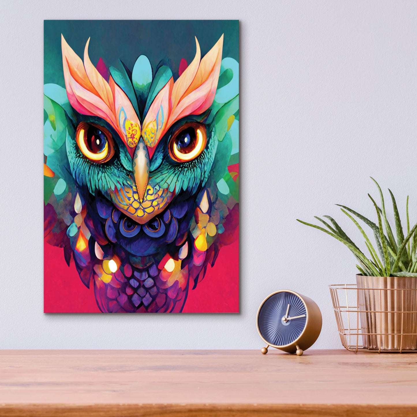 Epic Art 'Fantasy Owls 1' by Romantz Art, Acrylic Glass Wall Art,12x16