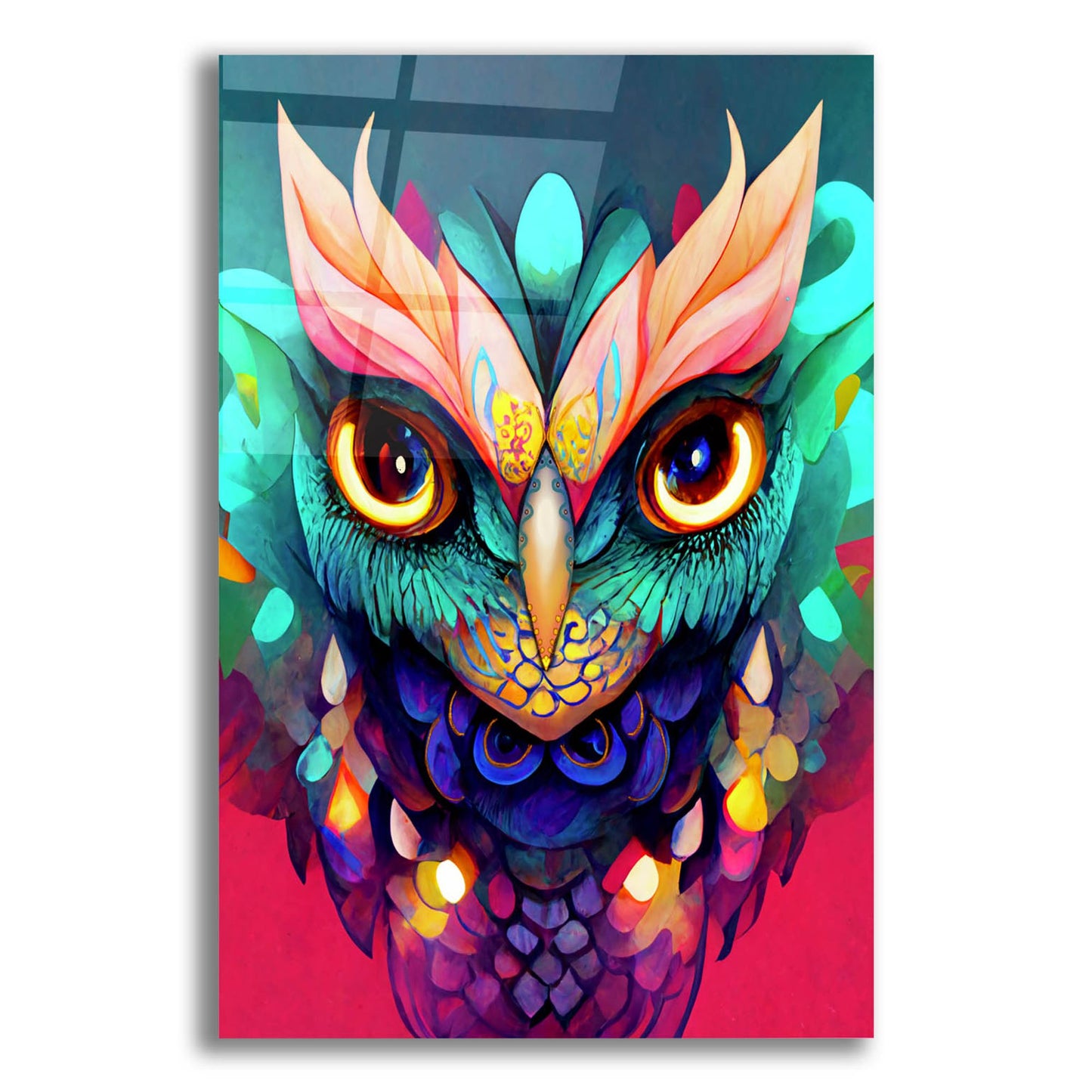 Epic Art 'Fantasy Owls 1' by Romantz Art, Acrylic Glass Wall Art,12x16