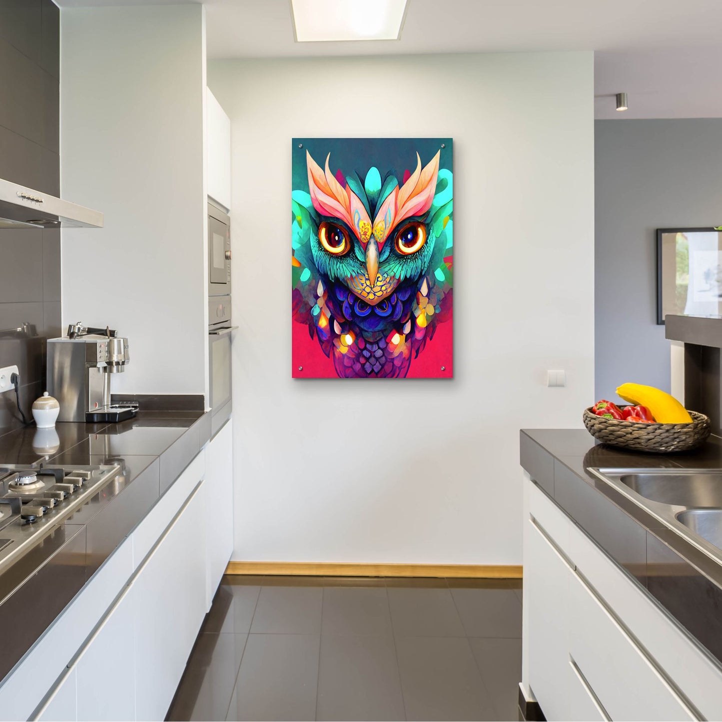 Epic Art 'Fantasy Owls 1' by Romantz Art, Acrylic Glass Wall Art,24x36