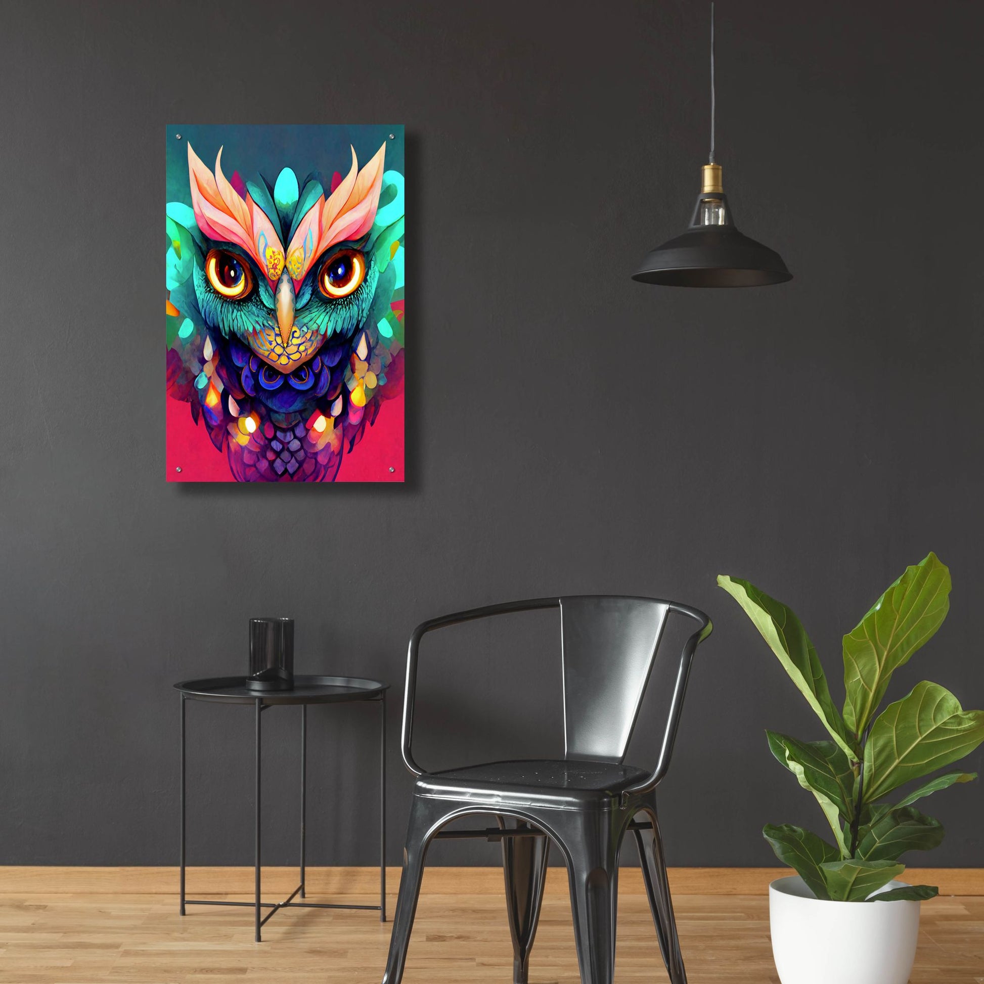 Epic Art 'Fantasy Owls 1' by Romantz Art, Acrylic Glass Wall Art,24x36